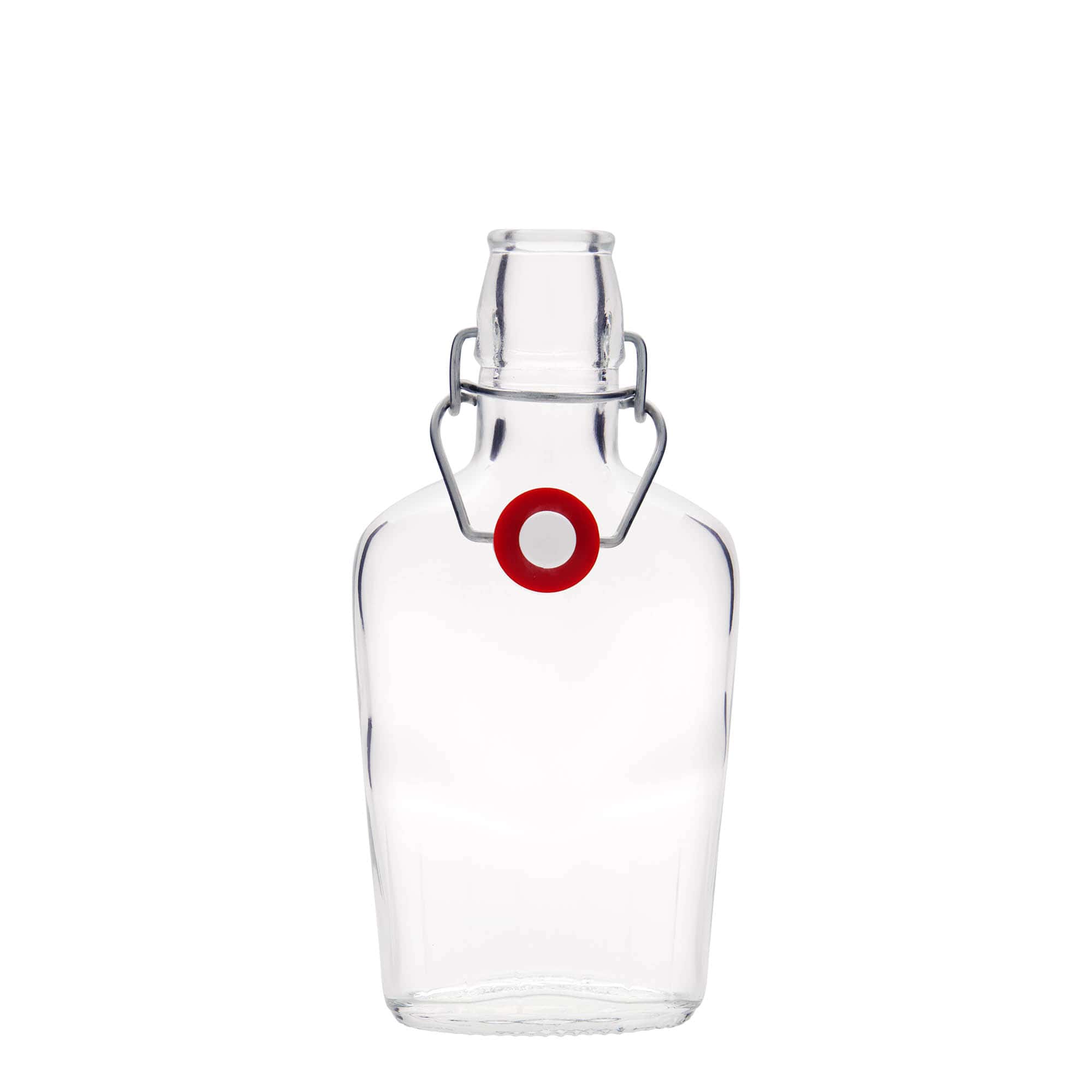 250 ml stiklinis butelis „Fiaschetta“, ovalus, anga: užsegamas užraktu 250 ml stiklinis butelis „Fiaschetta“, ovalus, anga: užsegamas užraktu