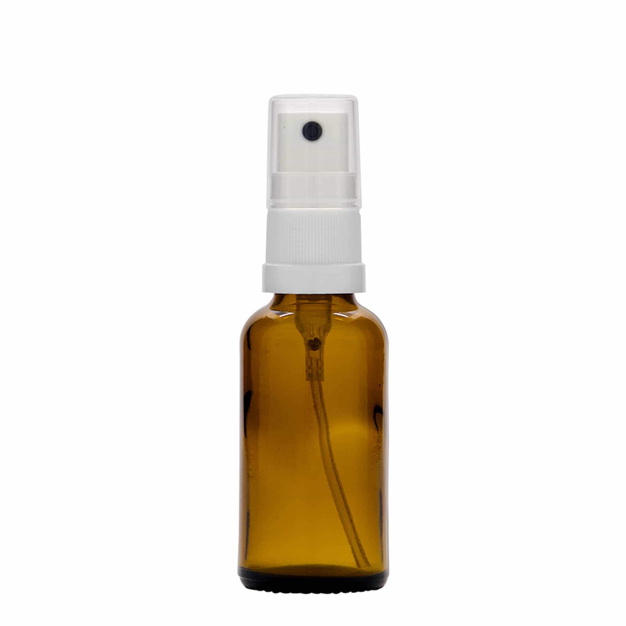 30 ml purškiama medicininė buteliuko, stiklas, rudas, anga: DIN 18