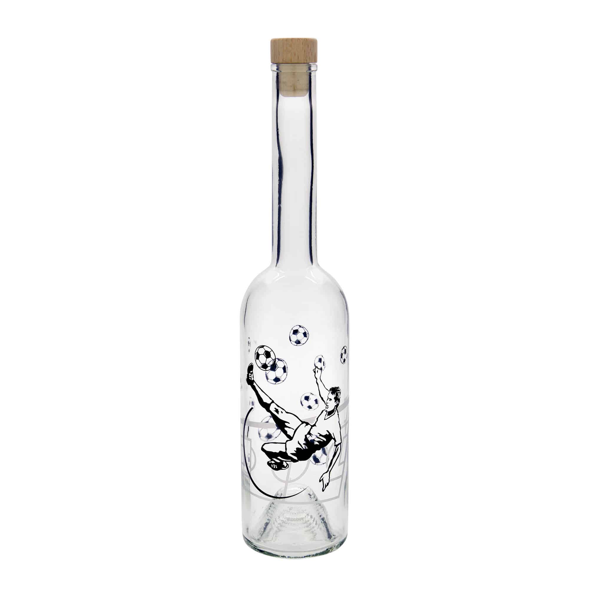 500 ml stiklinis butelis „Opera“, motyvas: futbolininkas, anga: kamštis