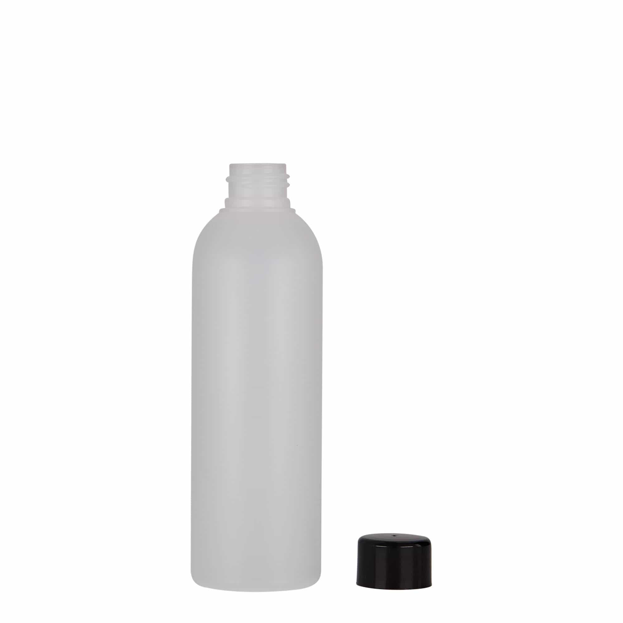 200 ml plastikinis buteliukas „Tuffy“, HDPE, natūralios spalvos, anga: 24/410