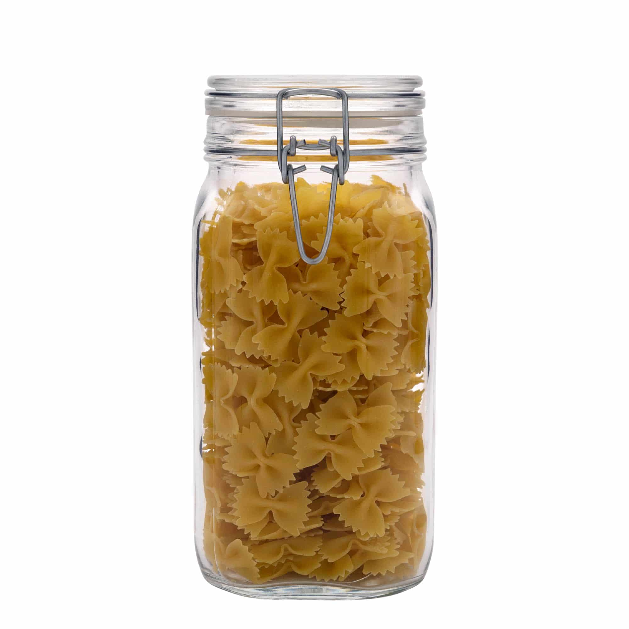1.500 ml vielos užsegimo stiklainis „Fido“, kvadratinis, anga: vielos užsegimas