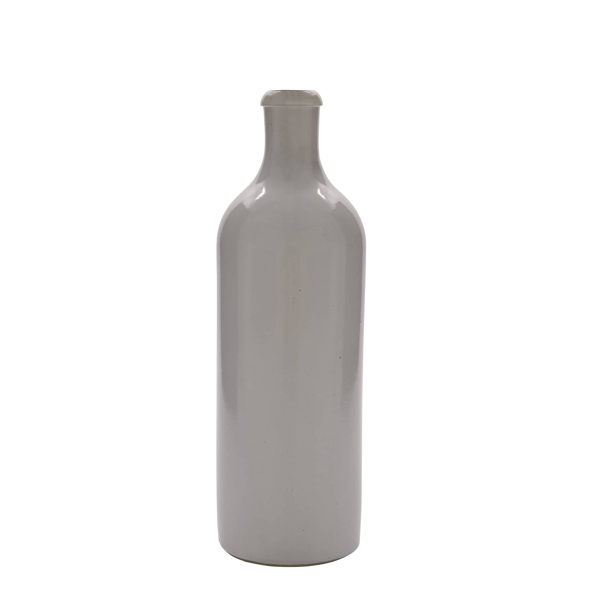 750 ml molinis ąsotis, keraminis, baltas, burna: spaustukas uždarymui