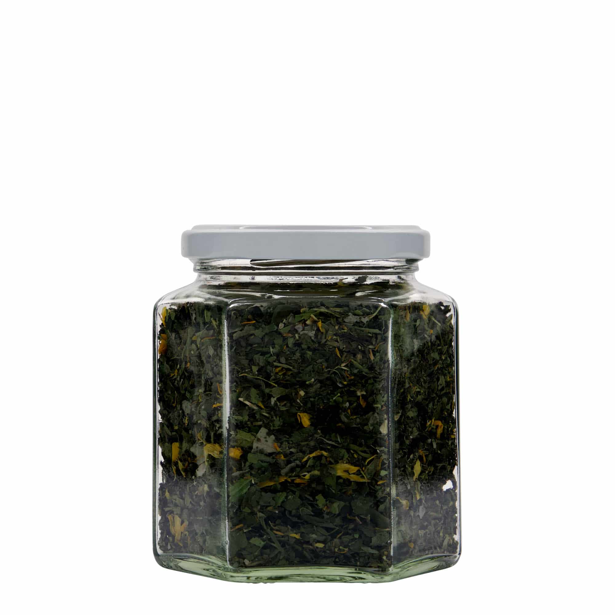 390 ml šešiakampis stiklas, anga: Twist-Off (TO 70)