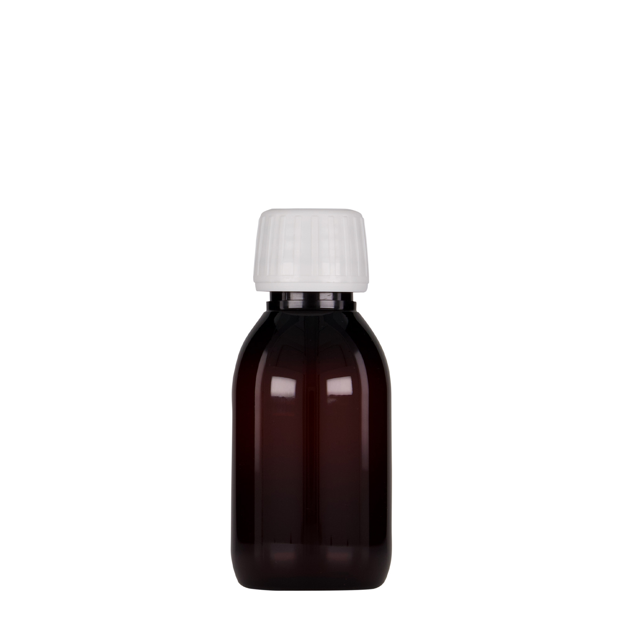 100 ml PET medicininis buteliukas, rudas, plastikas, anga: PP 28 100 ml PET medicininis buteliukas, rudas, plastikas, anga: PP 28