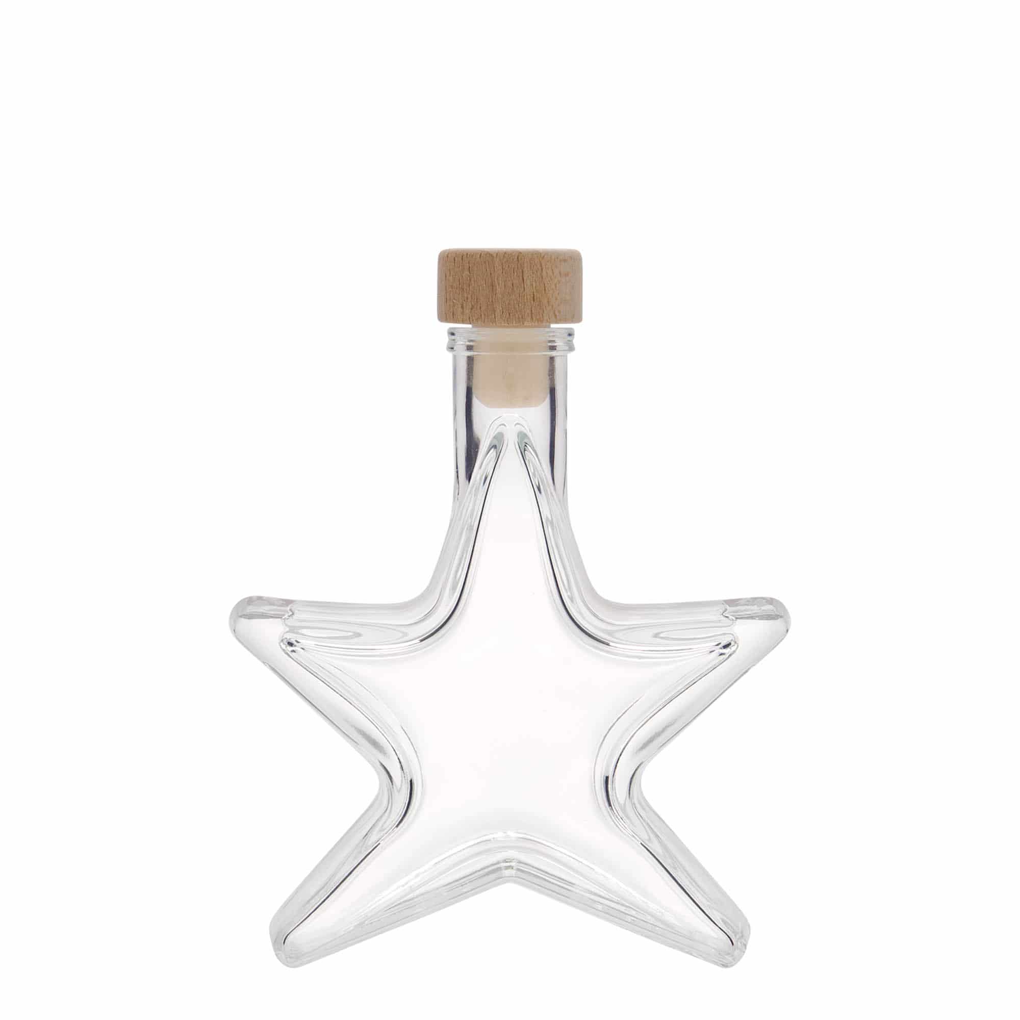 100 ml stiklinis buteliukas „Žvaigždė“, burna: kamštis 100 ml stiklinis buteliukas „Žvaigždė“, burna: kamštis