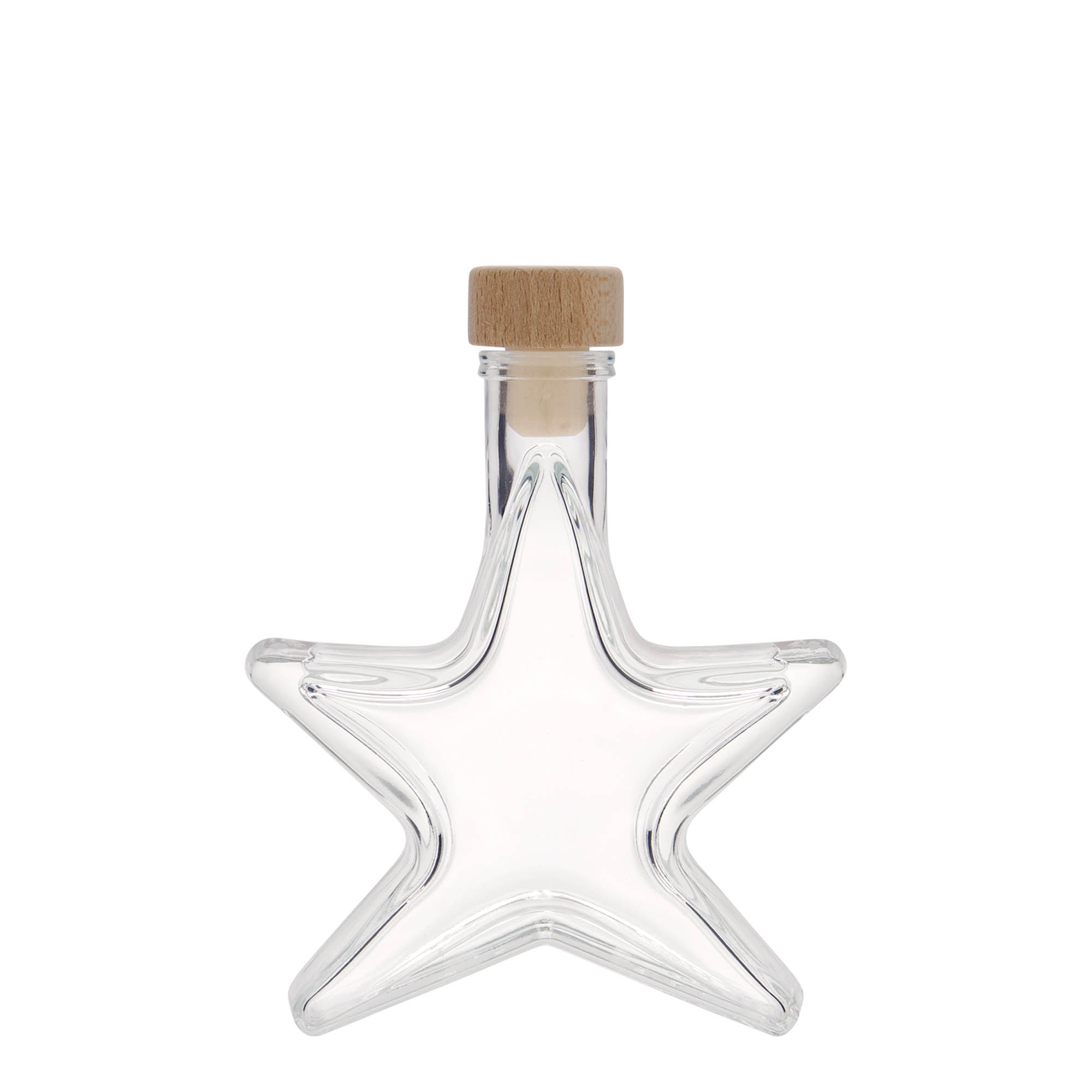 100 ml stiklinis buteliukas „Žvaigždė“, burna: kamštis 100 ml stiklinis buteliukas „Žvaigždė“, burna: kamštis