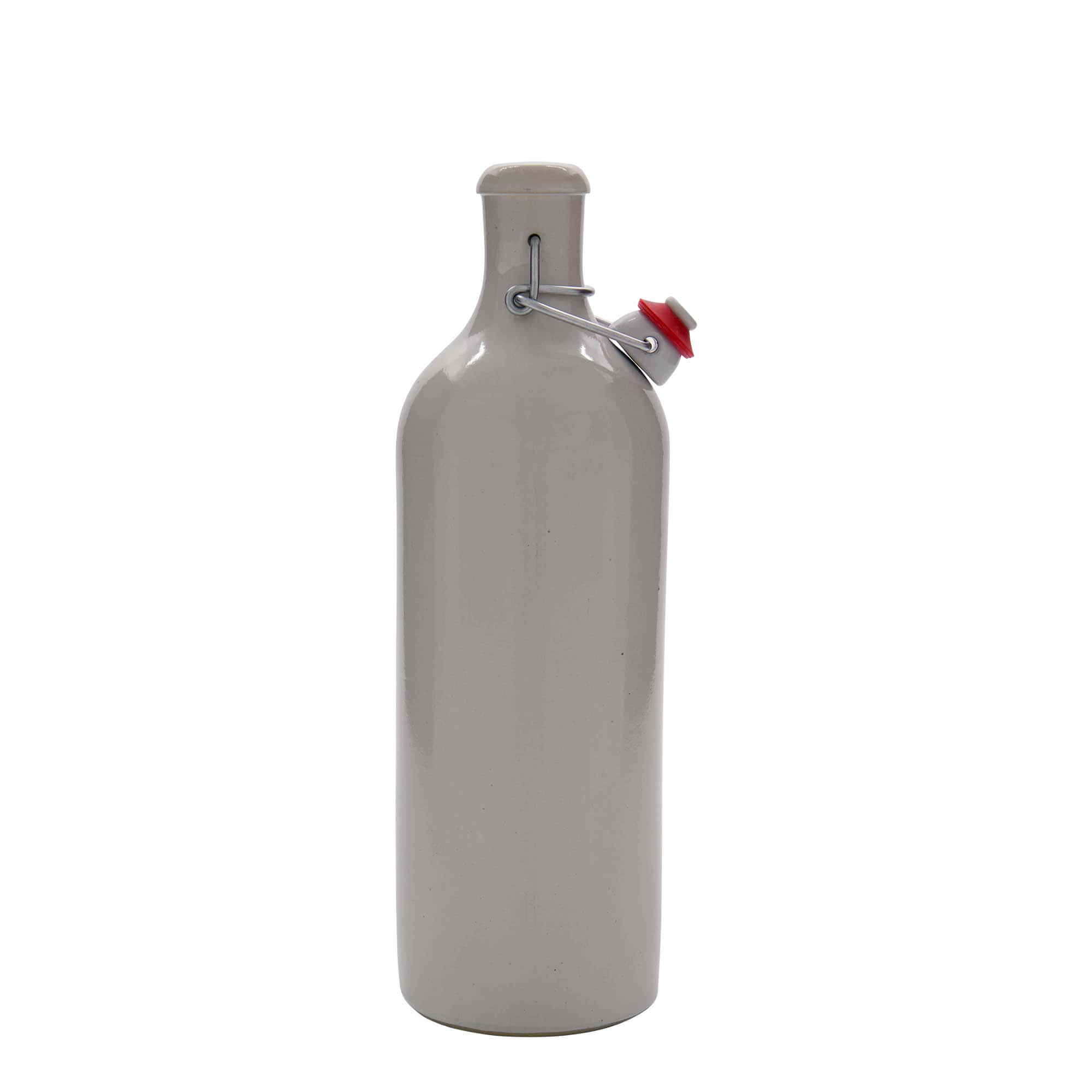 750 ml molinis ąsotis, keraminis, baltas, burna: spaustukas uždarymui