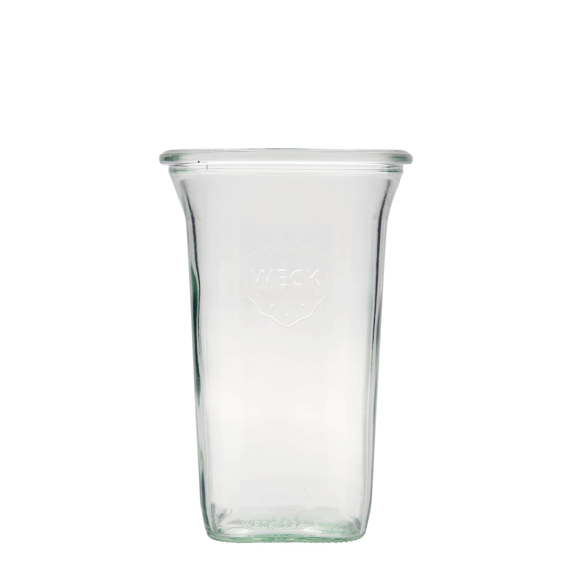 795 ml WECK keturkampis stiklainis, kvadratinis, burnos kraštas: apvalus kraštas