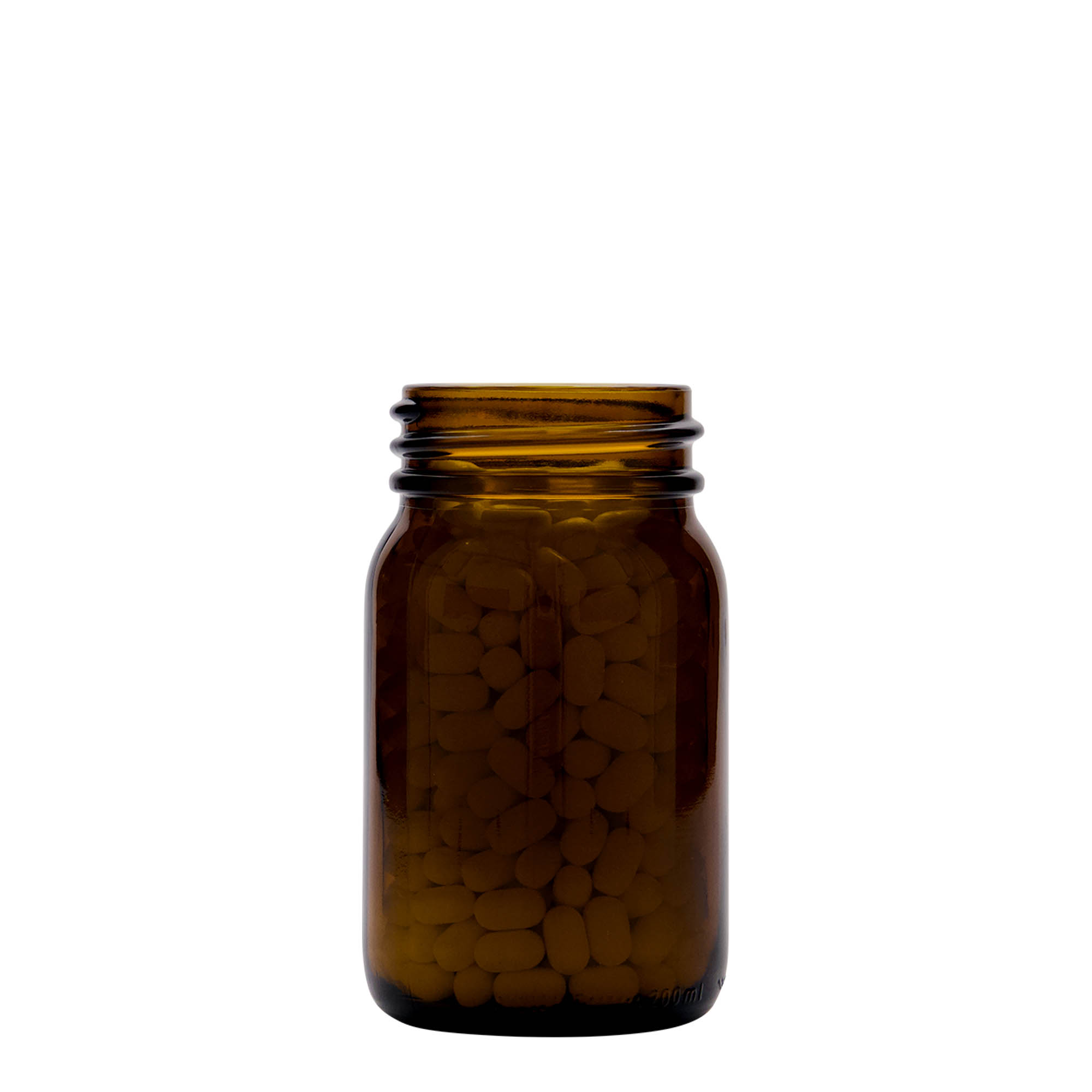 200 ml plačiakaklis stiklainis, rudas, anga: DIN 55