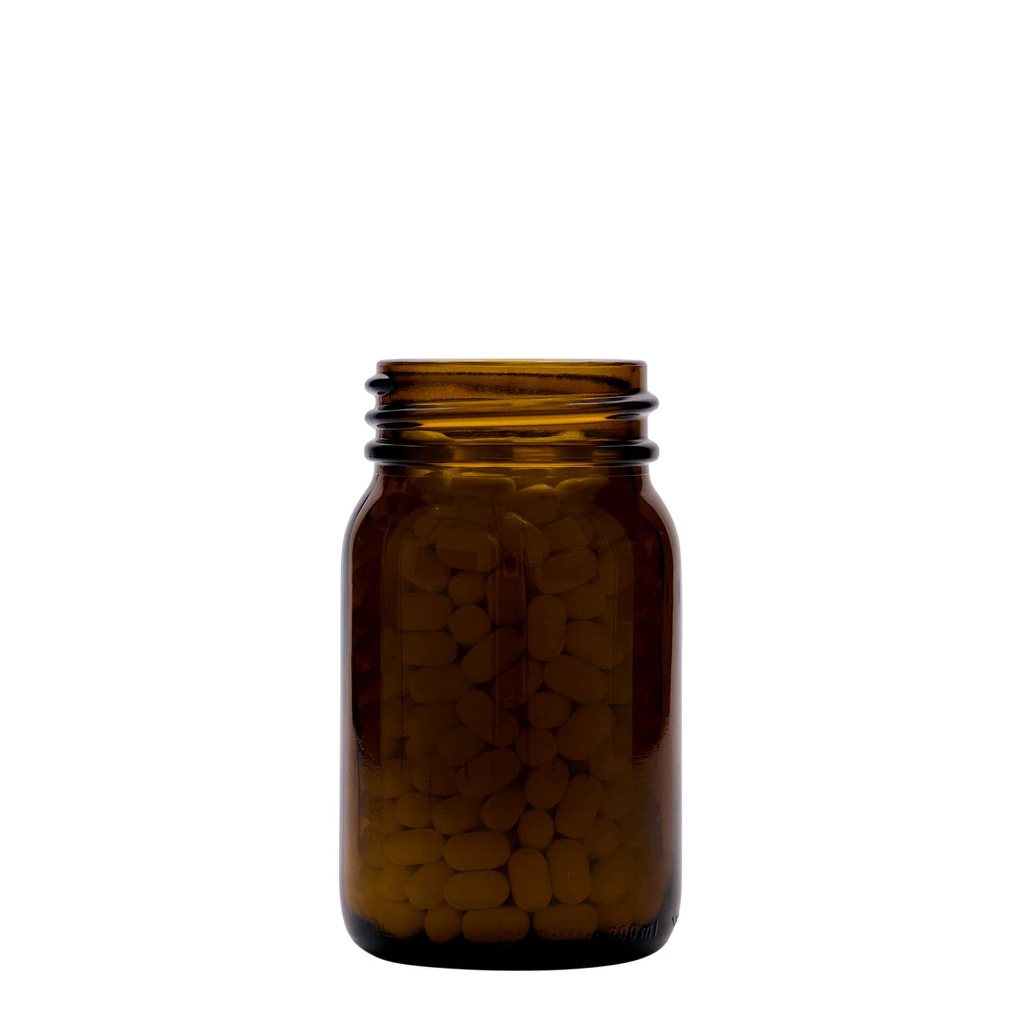 200 ml plačiakaklis stiklainis, rudas, anga: DIN 55 200 ml plačiakaklis stiklainis, rudas, anga: DIN 55