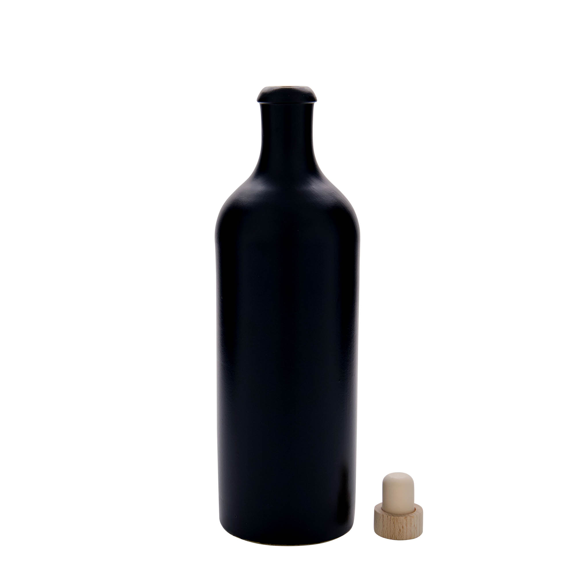 750 ml molinis ąsotis, keraminis, juodas, anga: kamštis