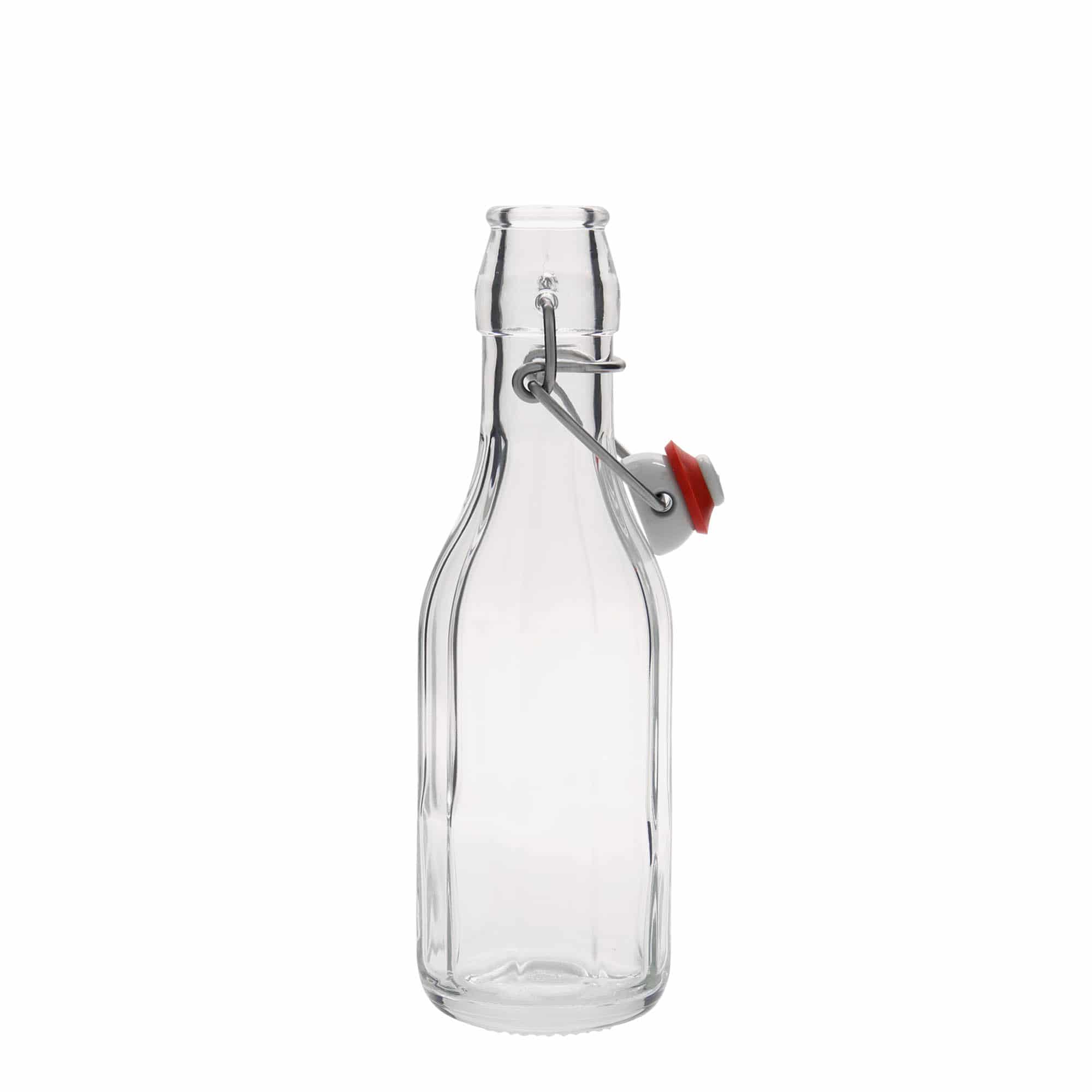 250 ml stiklinis butelis „Bravo“, dešimtkampis, kaklelis: užsegamas užraktas