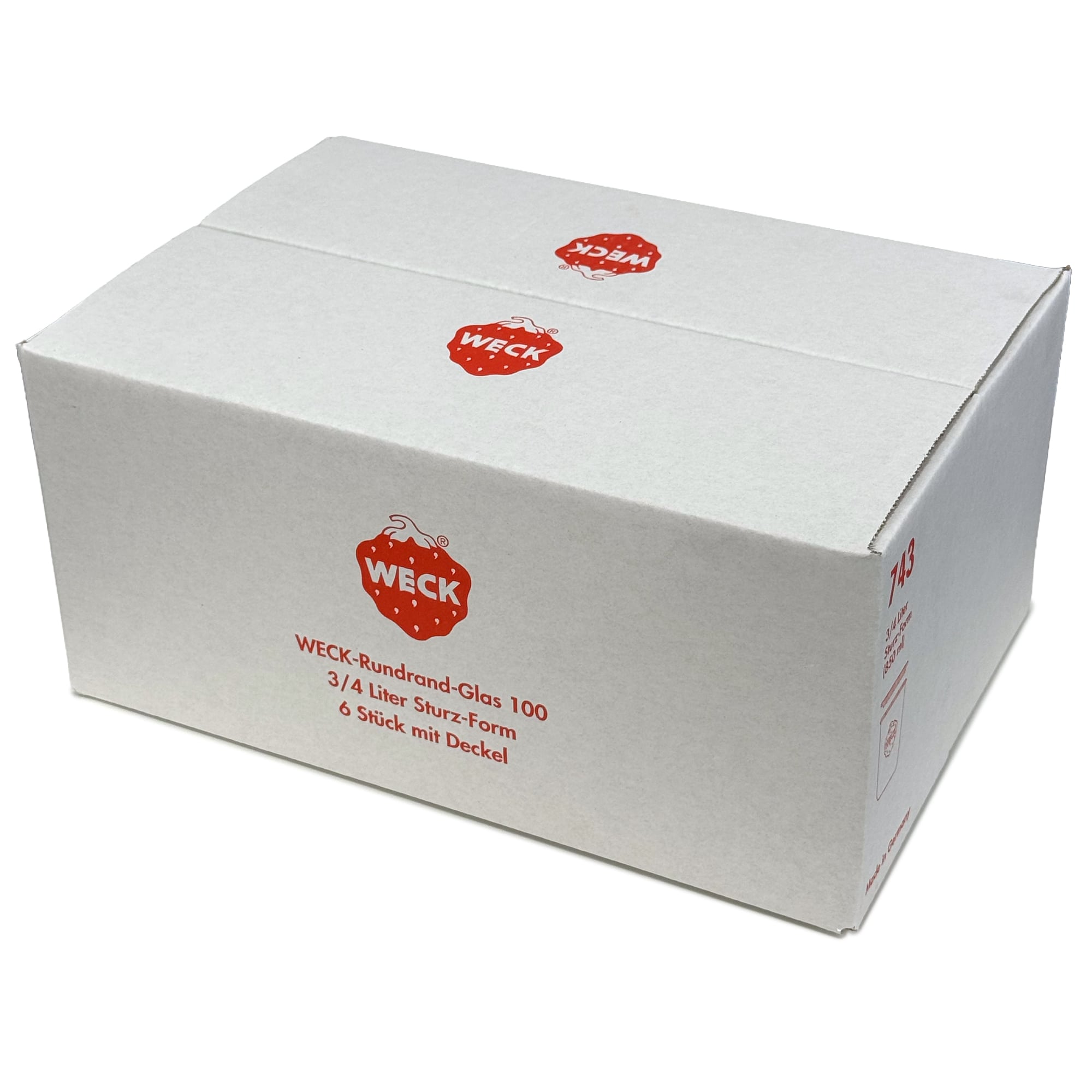6x 850 ml WECK-stiklainis su plačiu burnu su stiklo dangteliu RR 100