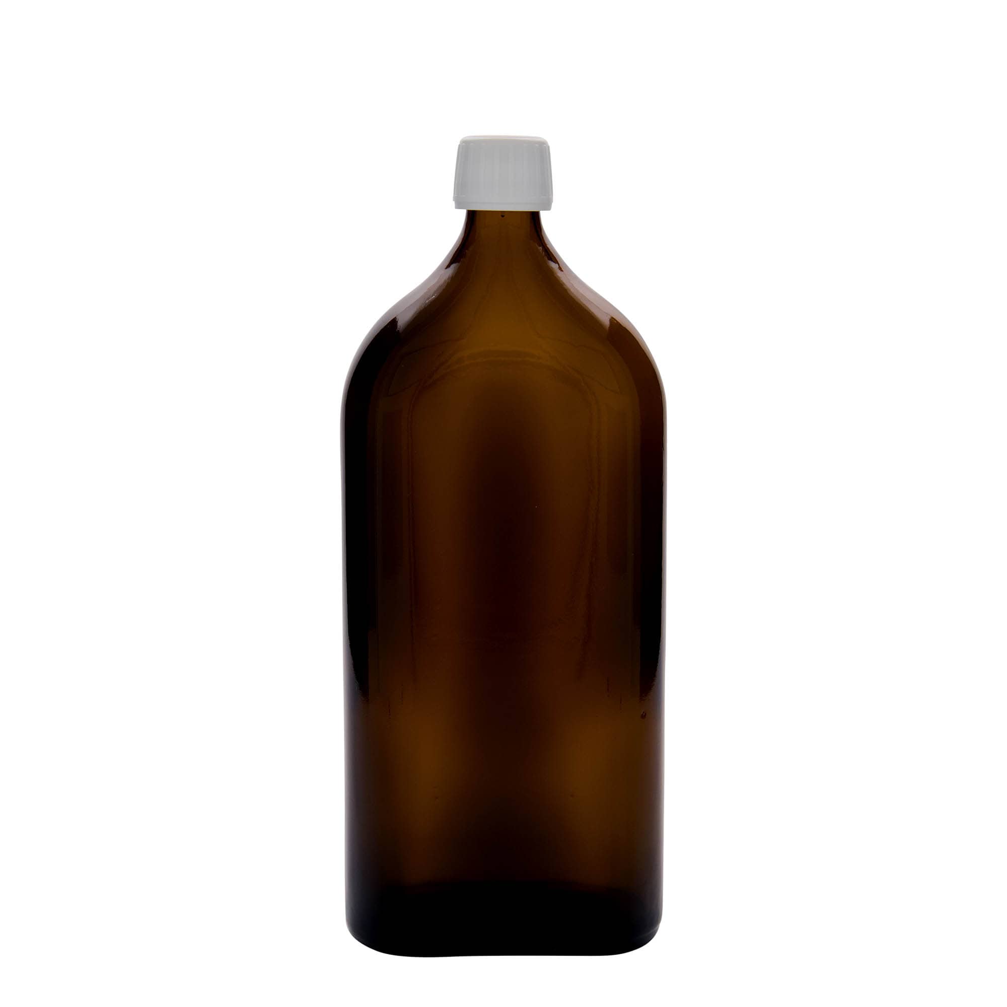 1.000 ml medicininis buteliukas Meplat, ovalus, stiklinis, rudas, anga: PP 28