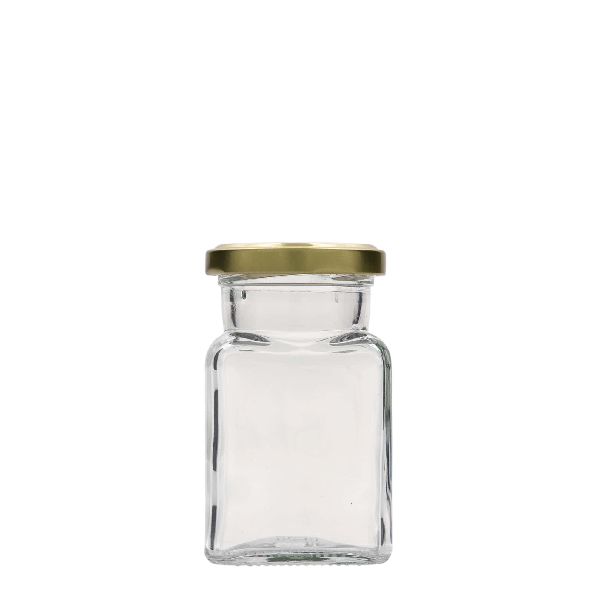 150 ml keturkampis stiklas, anga: sukamas dangtelis (TO 53)