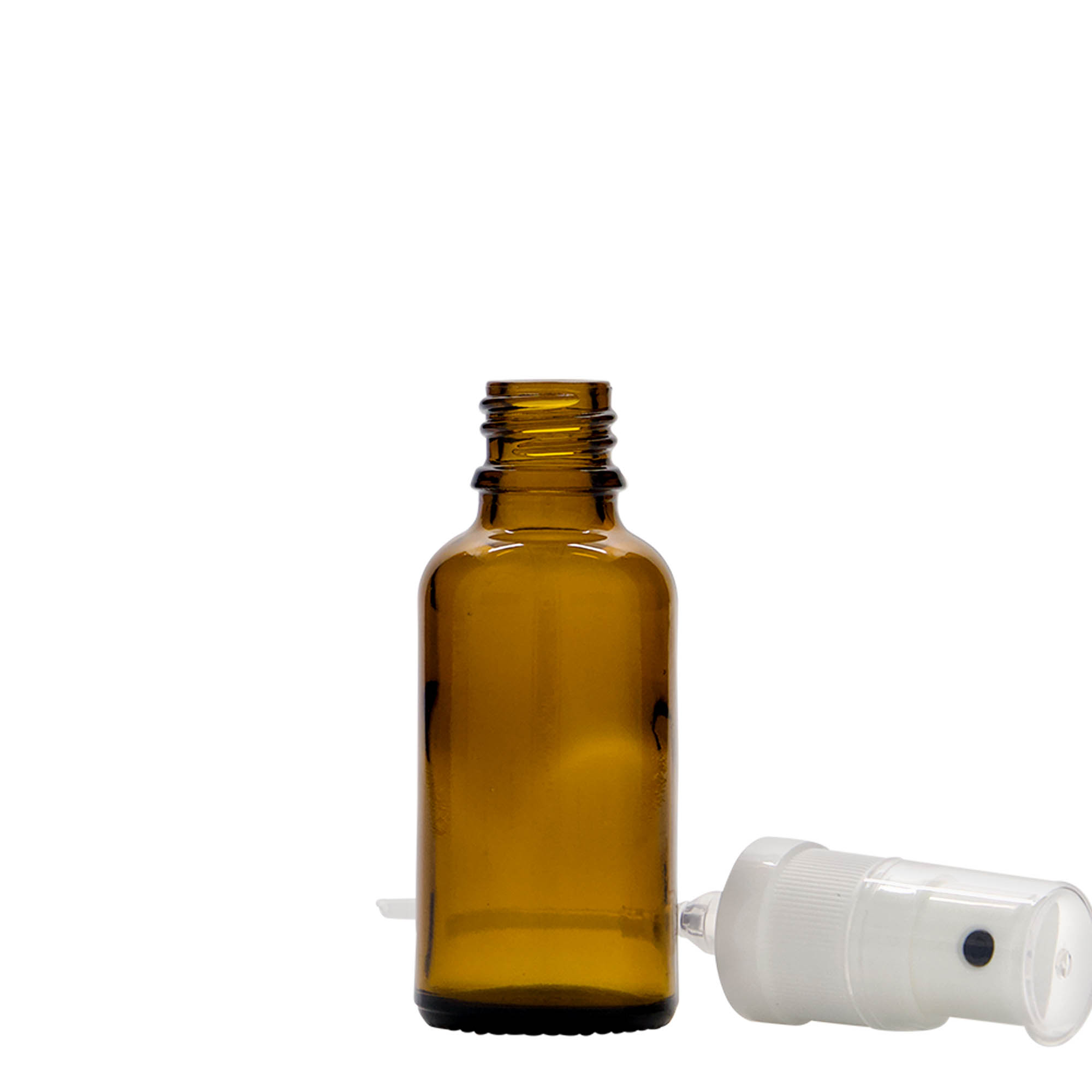 30 ml purškiama medicininė buteliuko, stiklas, rudas, anga: DIN 18 30 ml purškiama medicininė buteliuko, stiklas, rudas, anga: DIN 18