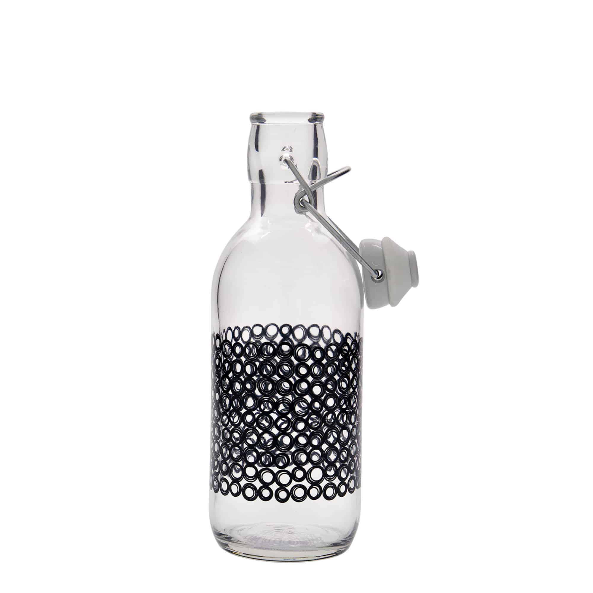500 ml stiklinis butelis „Emilia“, motyvas: Circola nero, anga: užsegamas užraktas
