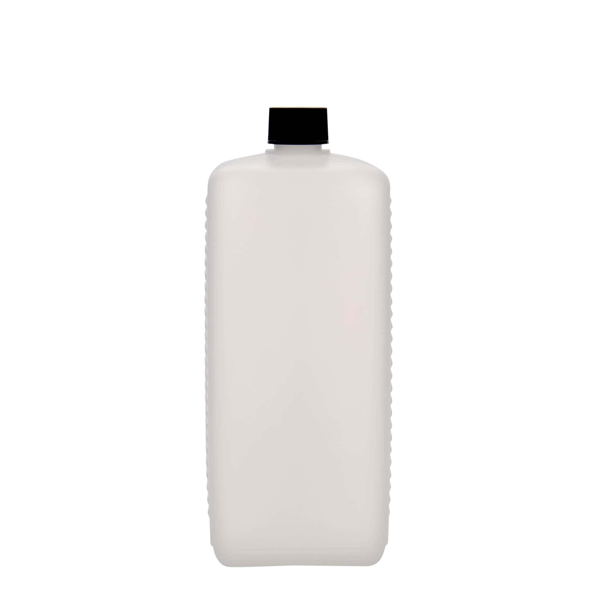 1.000 ml kanistrinė butelis, stačiakampis, HDPE plastikas, natūrali spalva, anga: DIN 25 EPE