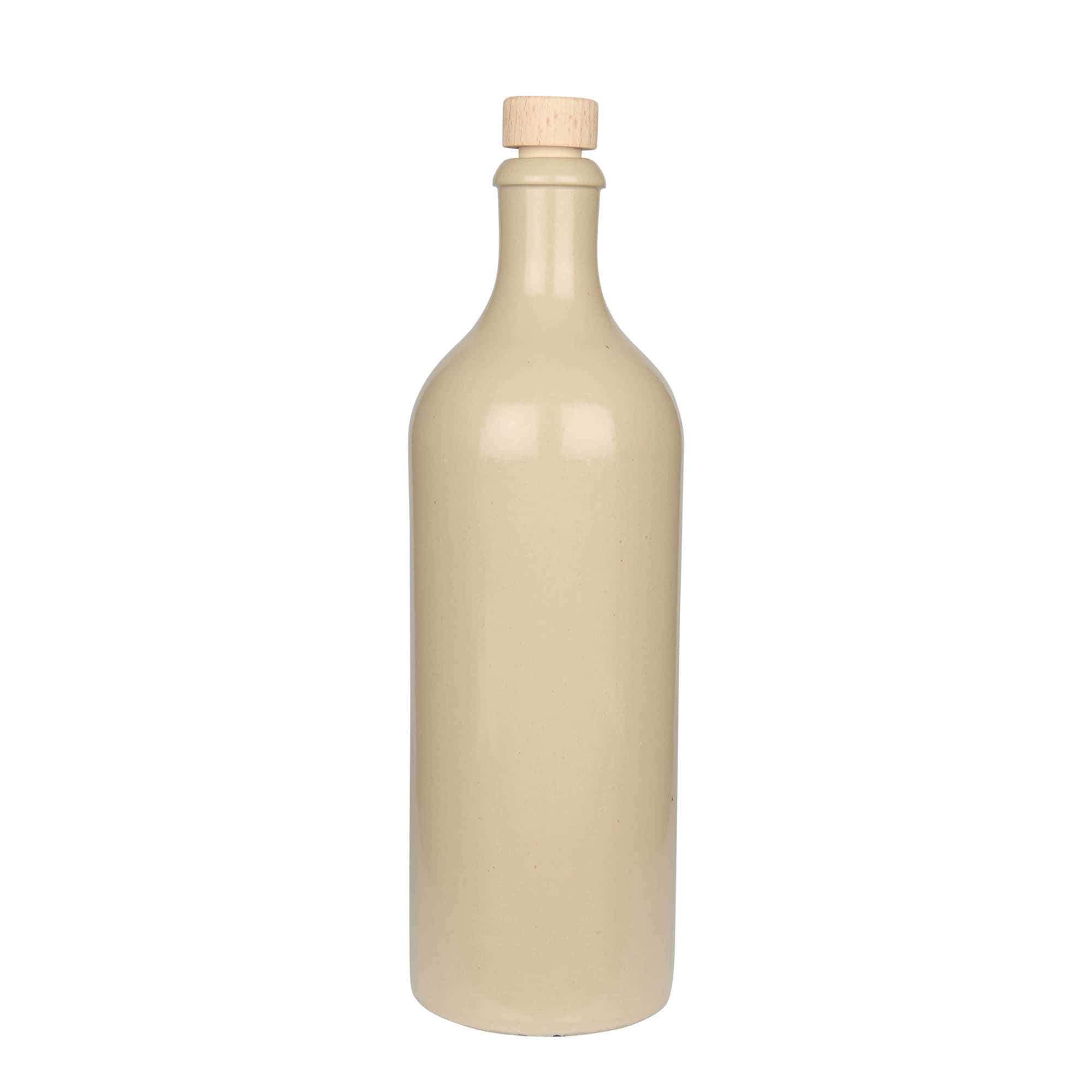 750 ml molinis ąsotis, keraminis, smėlio spalvos, burna: kamštis
