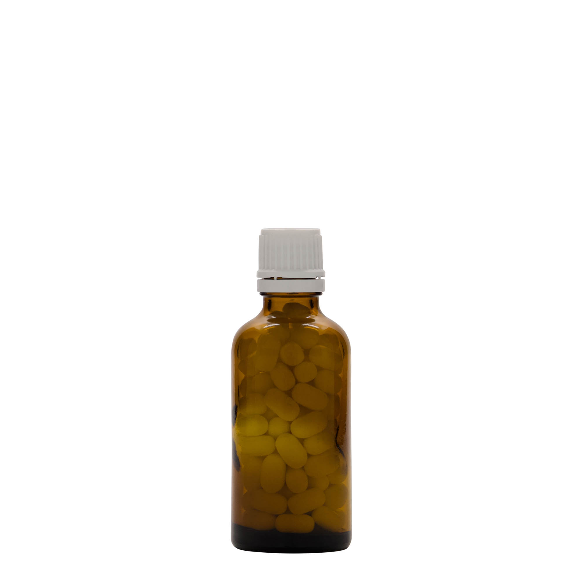 50 ml medicininis buteliukas, stiklas, rudas, anga: DIN 18