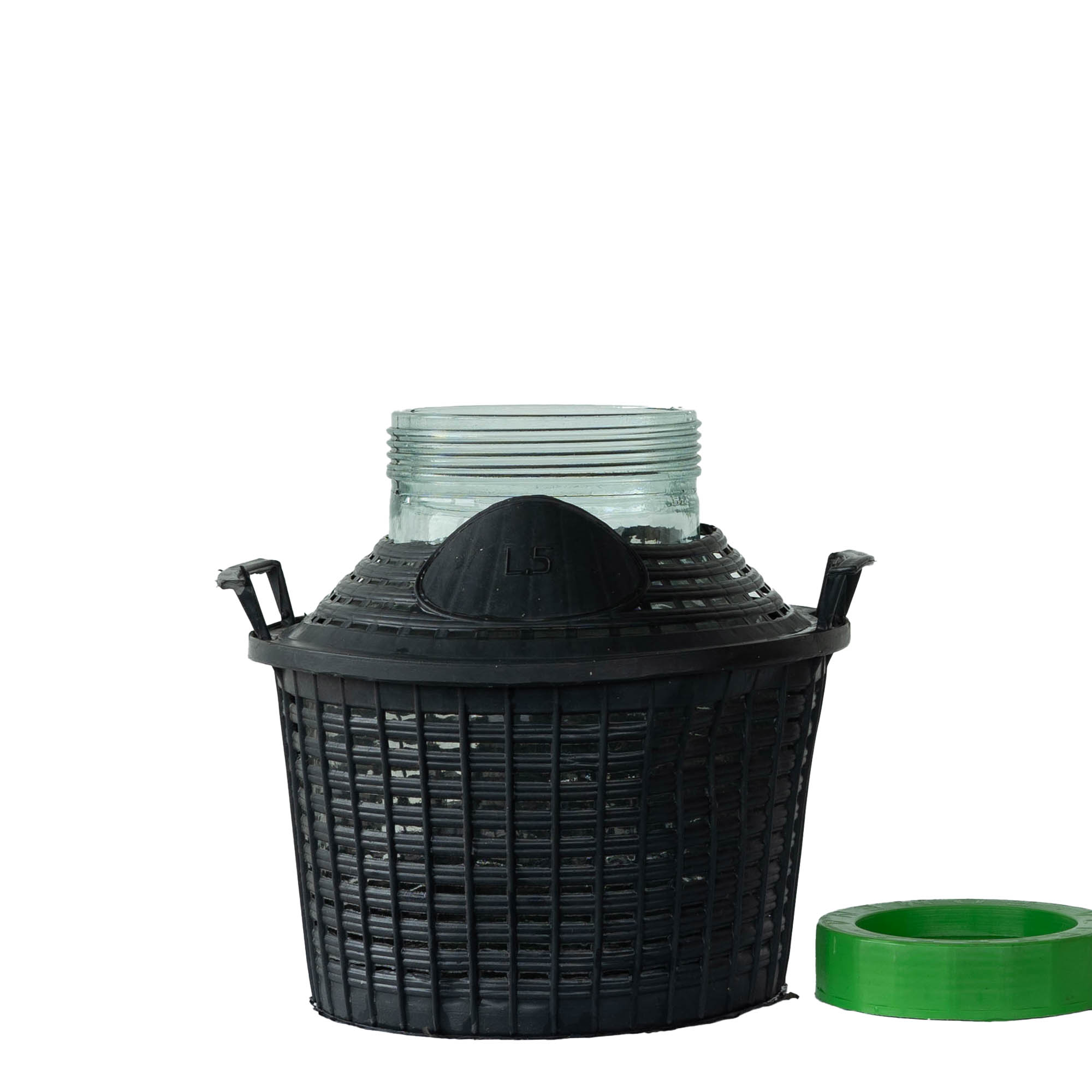 5 l balioninė talpa plačiu kaklu, stiklas, anga: srieginis uždarymas 5 l balioninė talpa plačiu kaklu, stiklas, anga: srieginis uždarymas