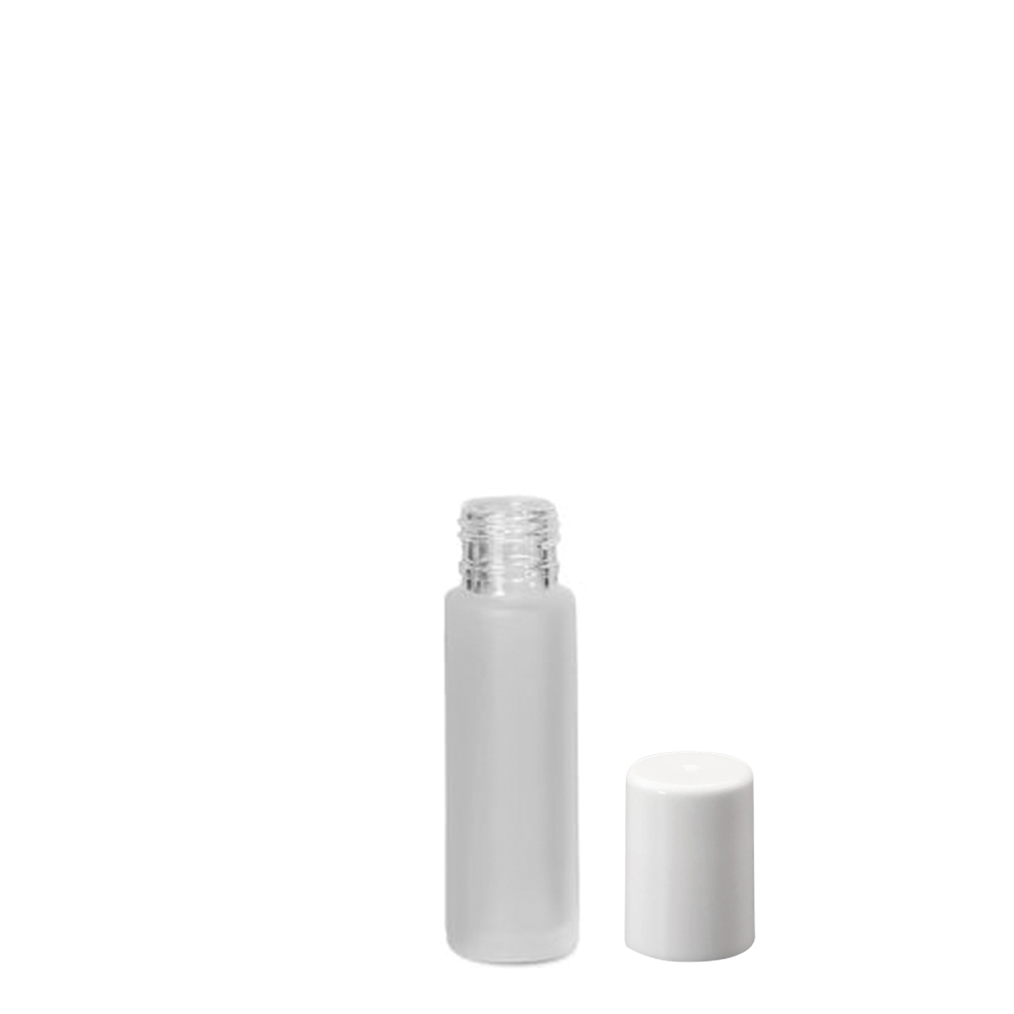 10 ml rutulinis buteliukas, stiklas, matinė, anga: sraigtinis kamštis