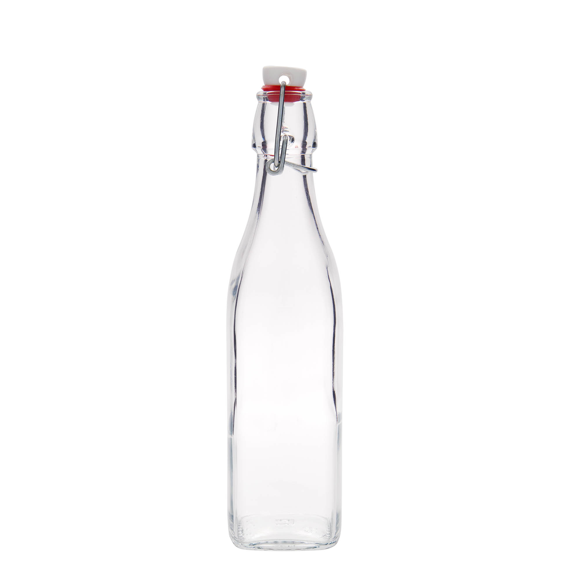 500 ml stiklinis butelis „Swing“, kvadratinis, anga: spaustukas uždarymui 500 ml stiklinis butelis „Swing“, kvadratinis, anga: spaustukas uždarymui