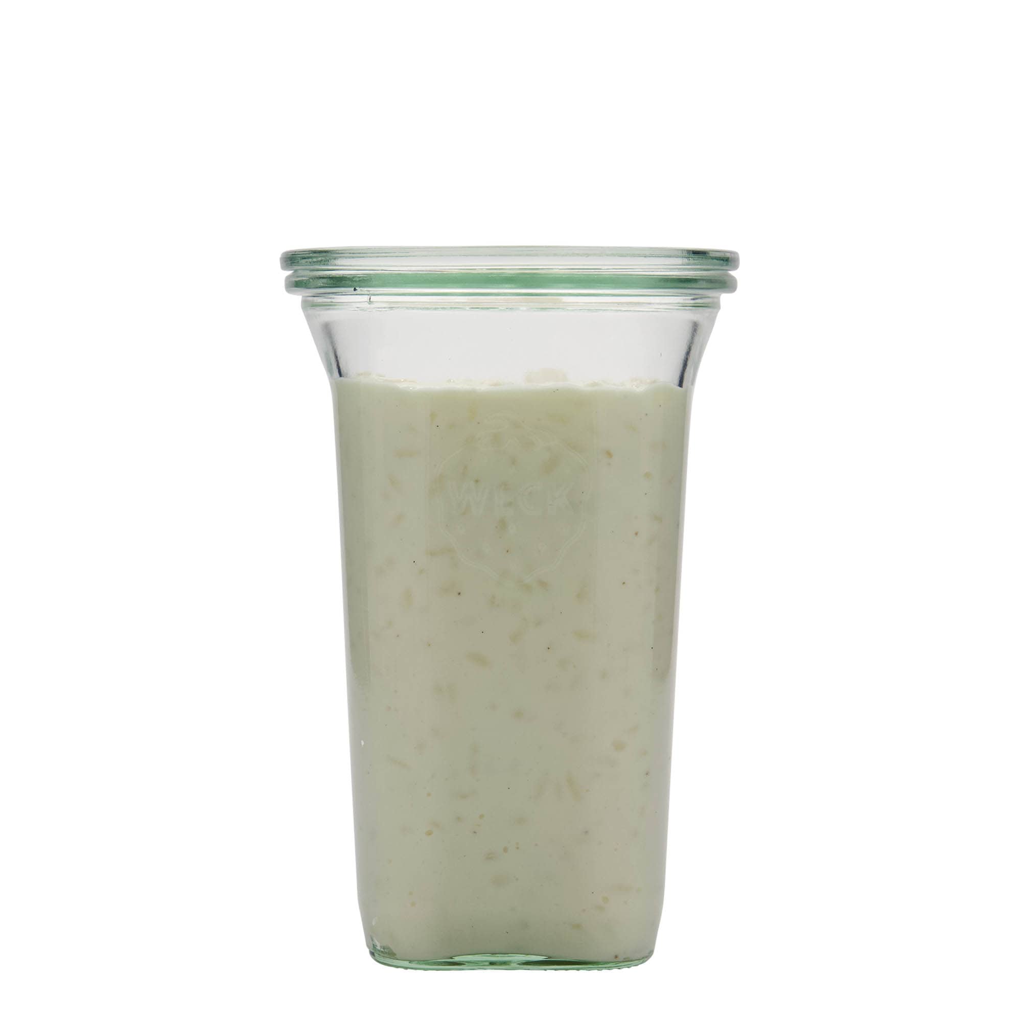 795 ml WECK keturkampis stiklainis, kvadratinis, burnos kraštas: apvalus kraštas