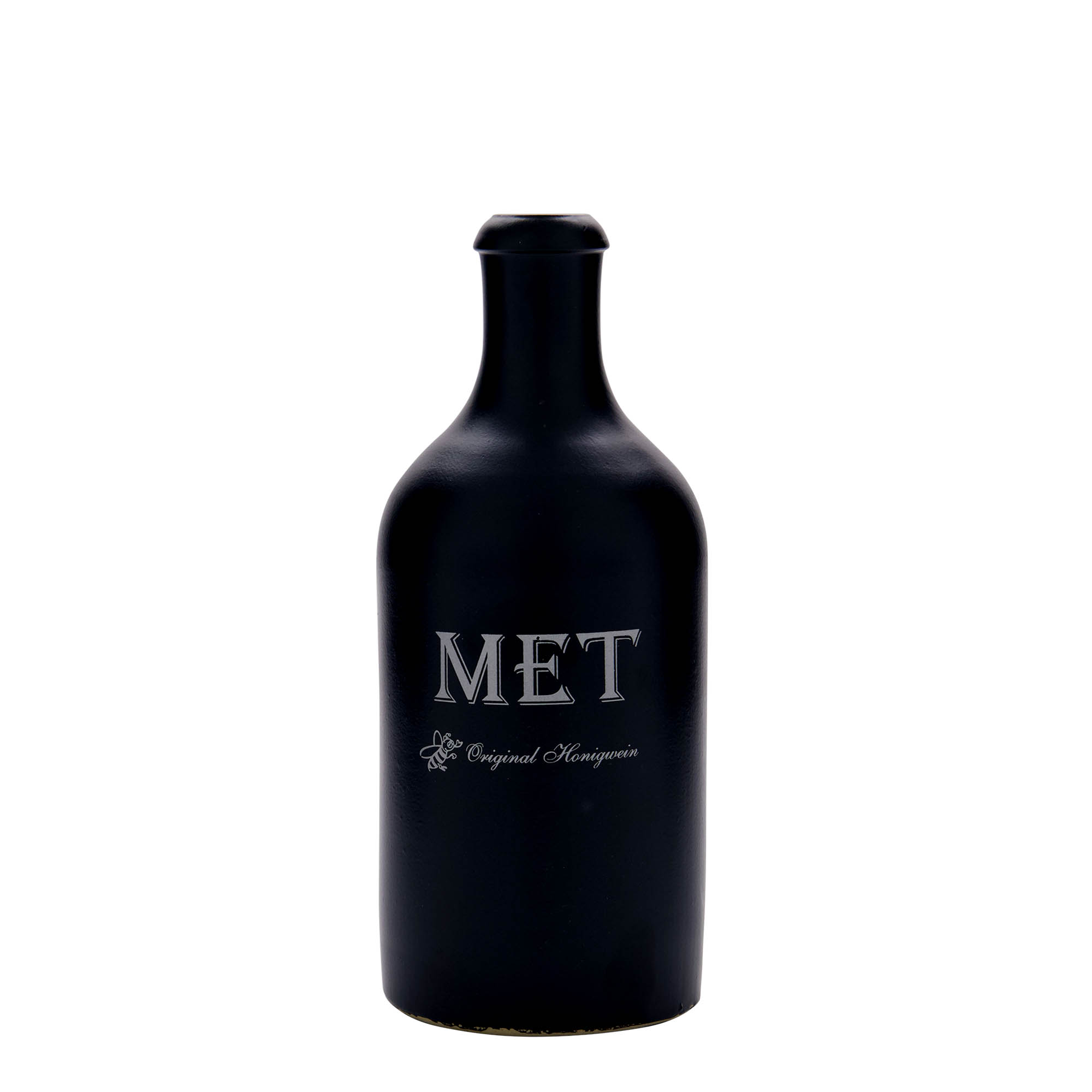 500 ml molinis ąsotis, motyvas: Midus, akmens masė, juodas, anga: kamštis