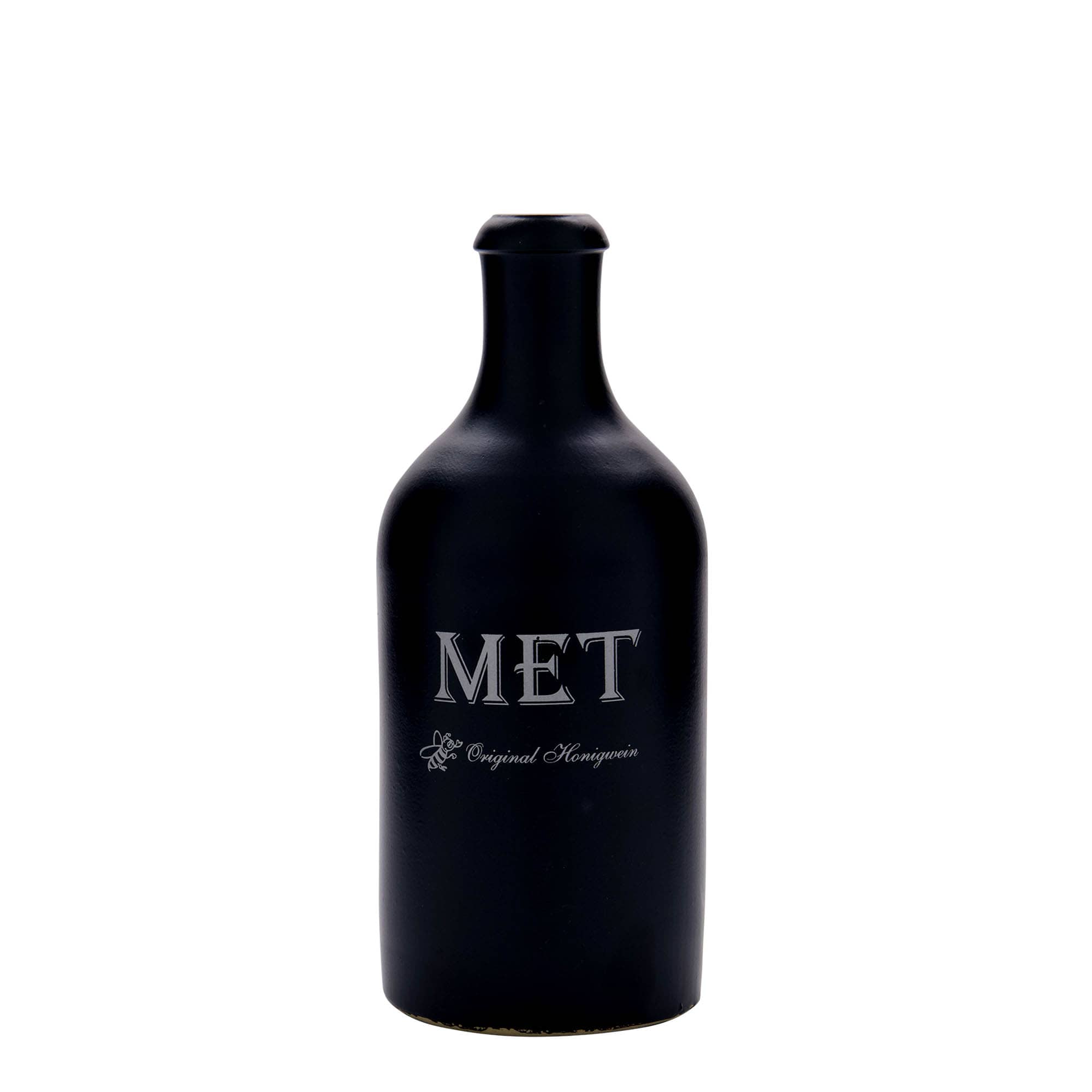 500 ml molinis ąsotis, motyvas: Midus, akmens masė, juodas, anga: kamštis