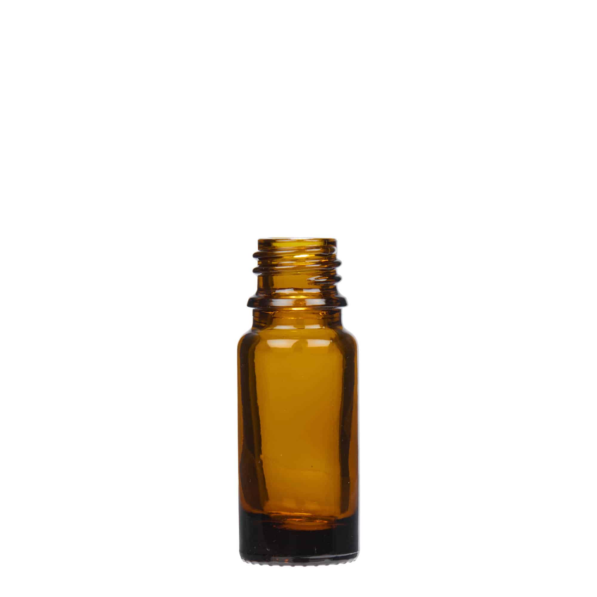 10 ml lašintuvo buteliukas, medicininis, stiklinis, rudas, burna: DIN 18