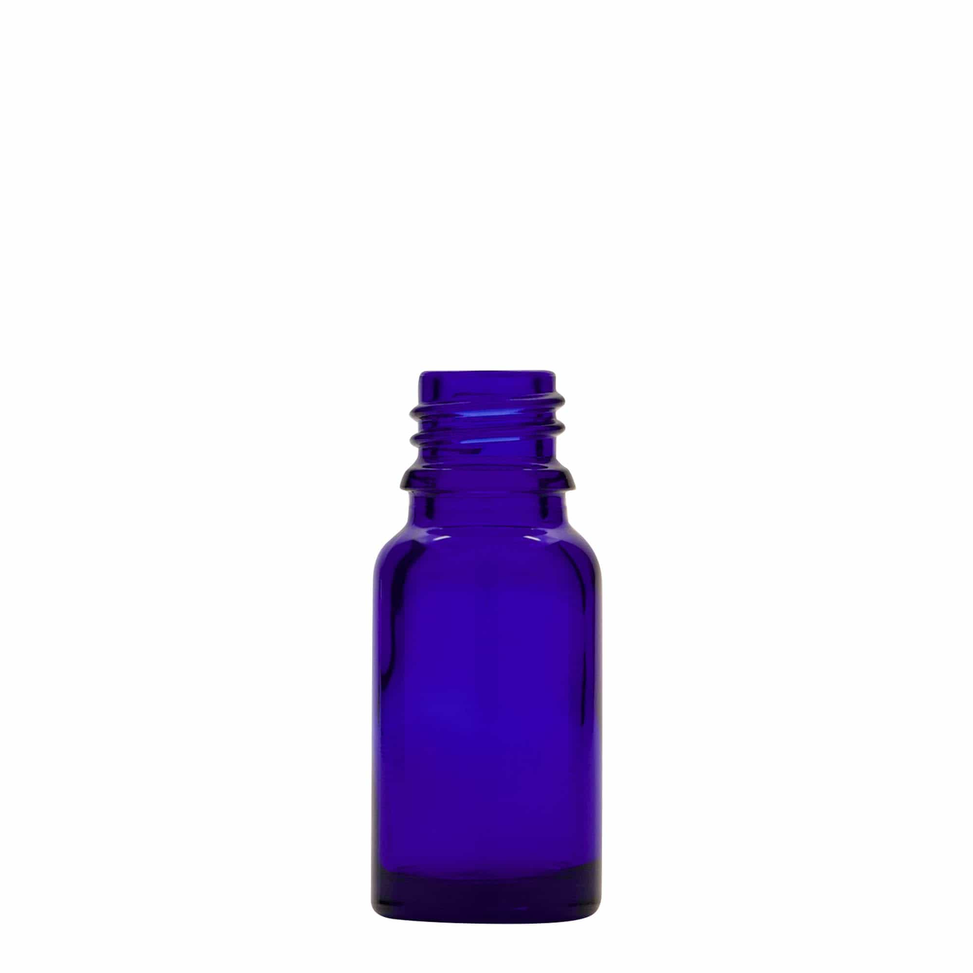 10 ml lašintuvo buteliukas medicinai, stiklas, karališkai mėlynas-raudonas, anga: DIN 18
