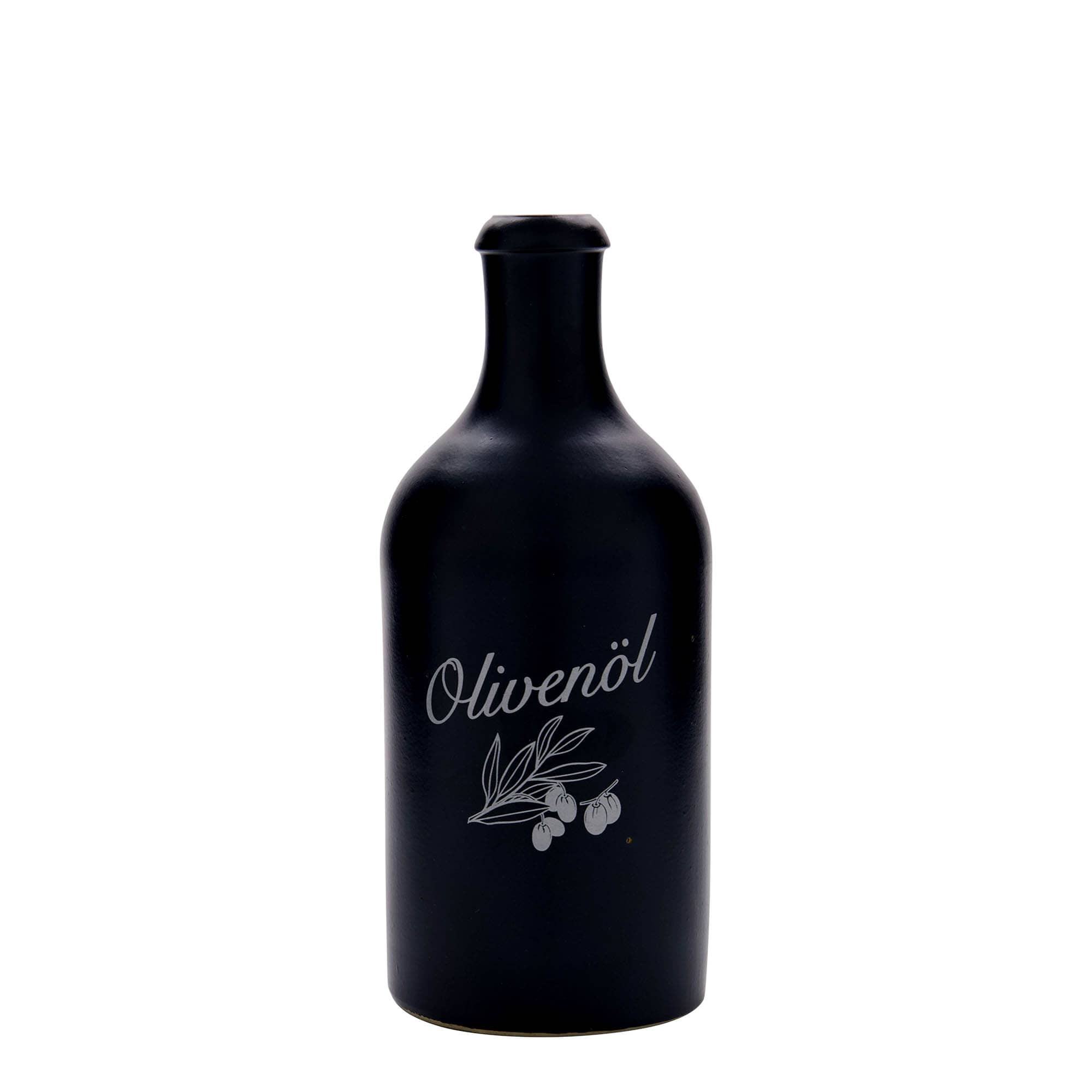 500 ml molinis ąsotis, motyvas: alyvuogių aliejus, akmens masė, juodas, burna: kamštis
