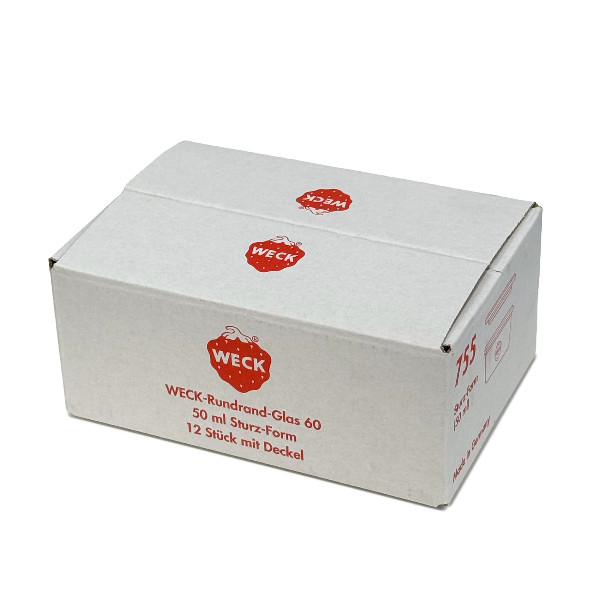 12x 50 ml WECK-stiklainis su plačiu burnu su stiklo dangteliu RR 60