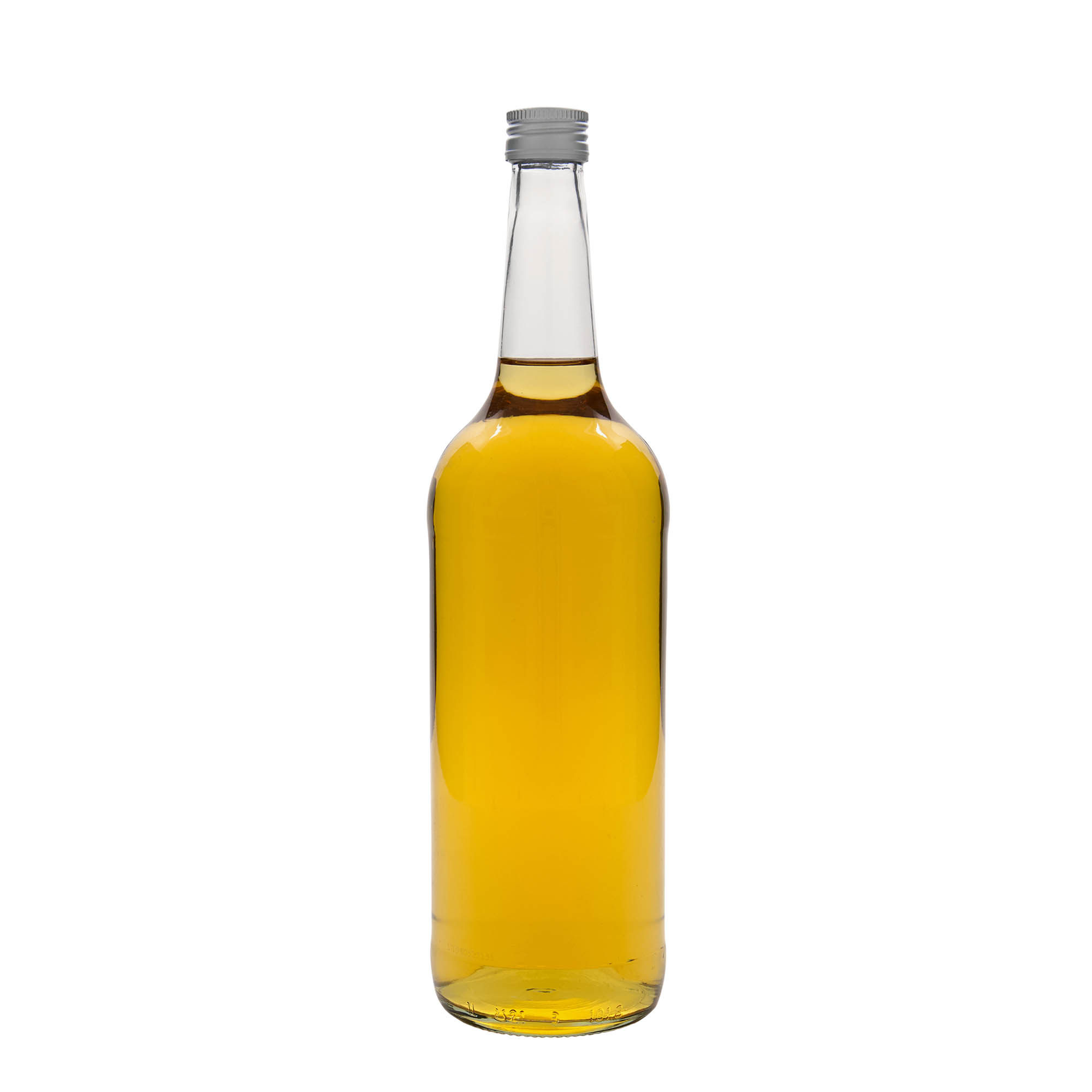 1.000 ml stiklinis butelis su tiesiu kakleliu, anga: PP 28 1.000 ml stiklinis butelis su tiesiu kakleliu, anga: PP 28