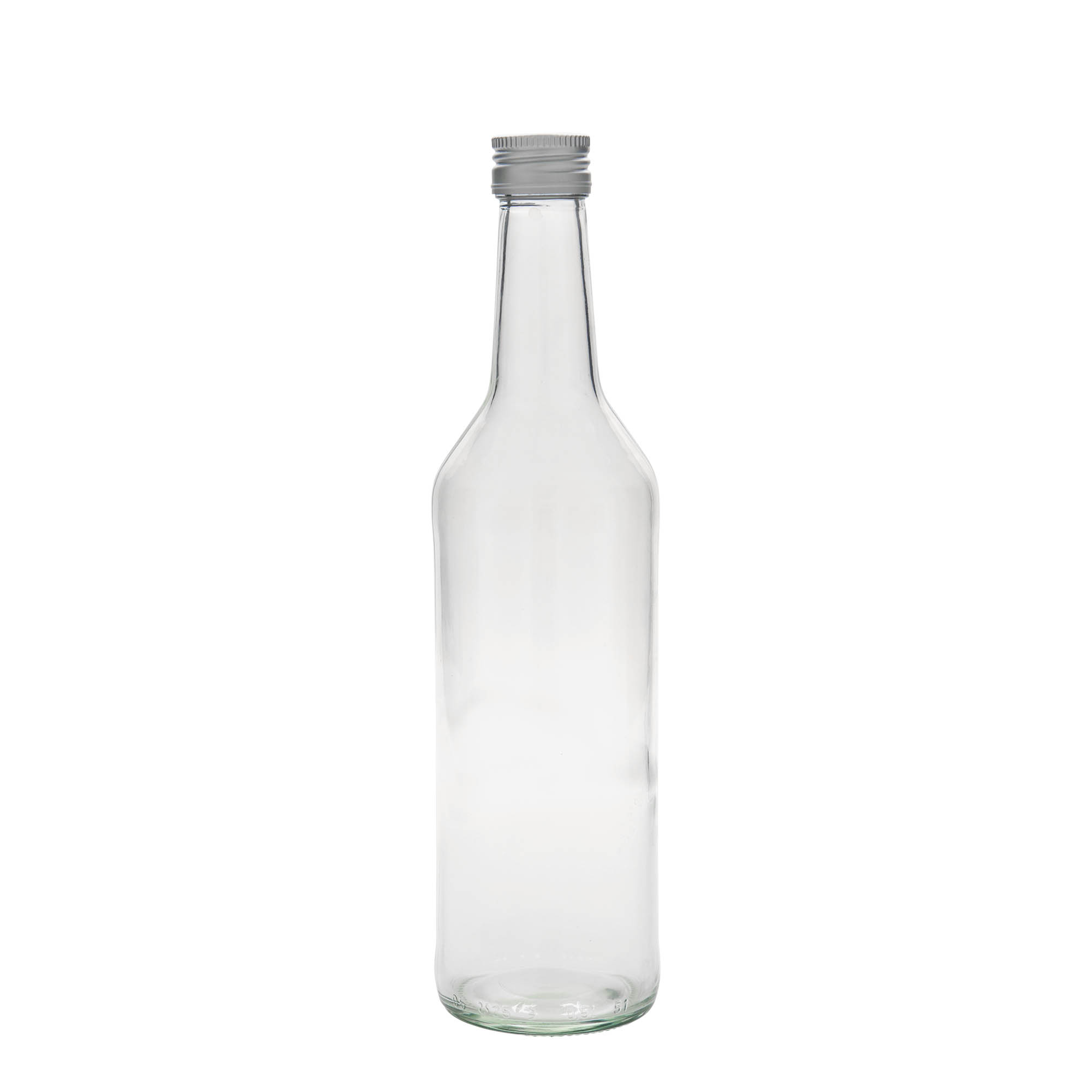 500 ml stiklinis butelis su tiesiu kakleliu, anga: PP 28 500 ml stiklinis butelis su tiesiu kakleliu, anga: PP 28
