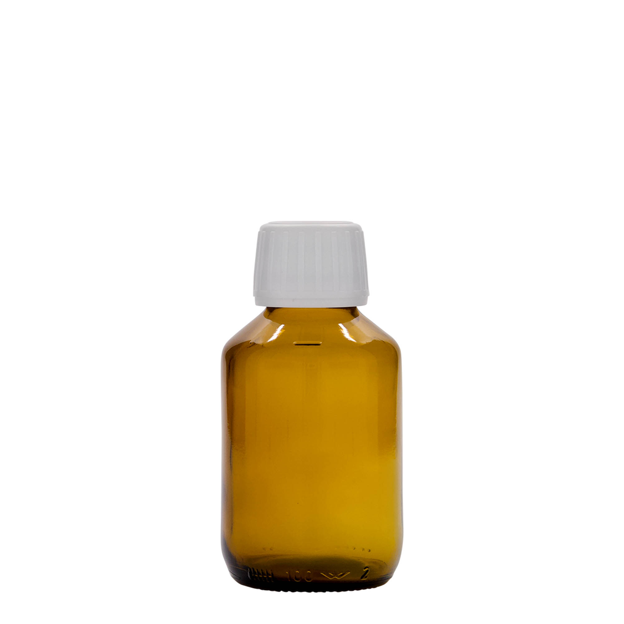 100 ml medicininis buteliukas, rudas, stiklas, burna: PP 28 100 ml medicininis buteliukas, rudas, stiklas, burna: PP 28