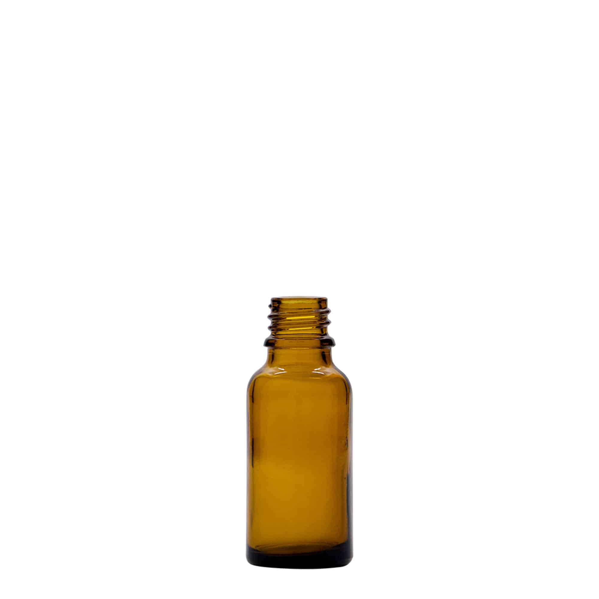 20 ml medicininis buteliukas, rudas stiklas, kaklelis: DIN 18