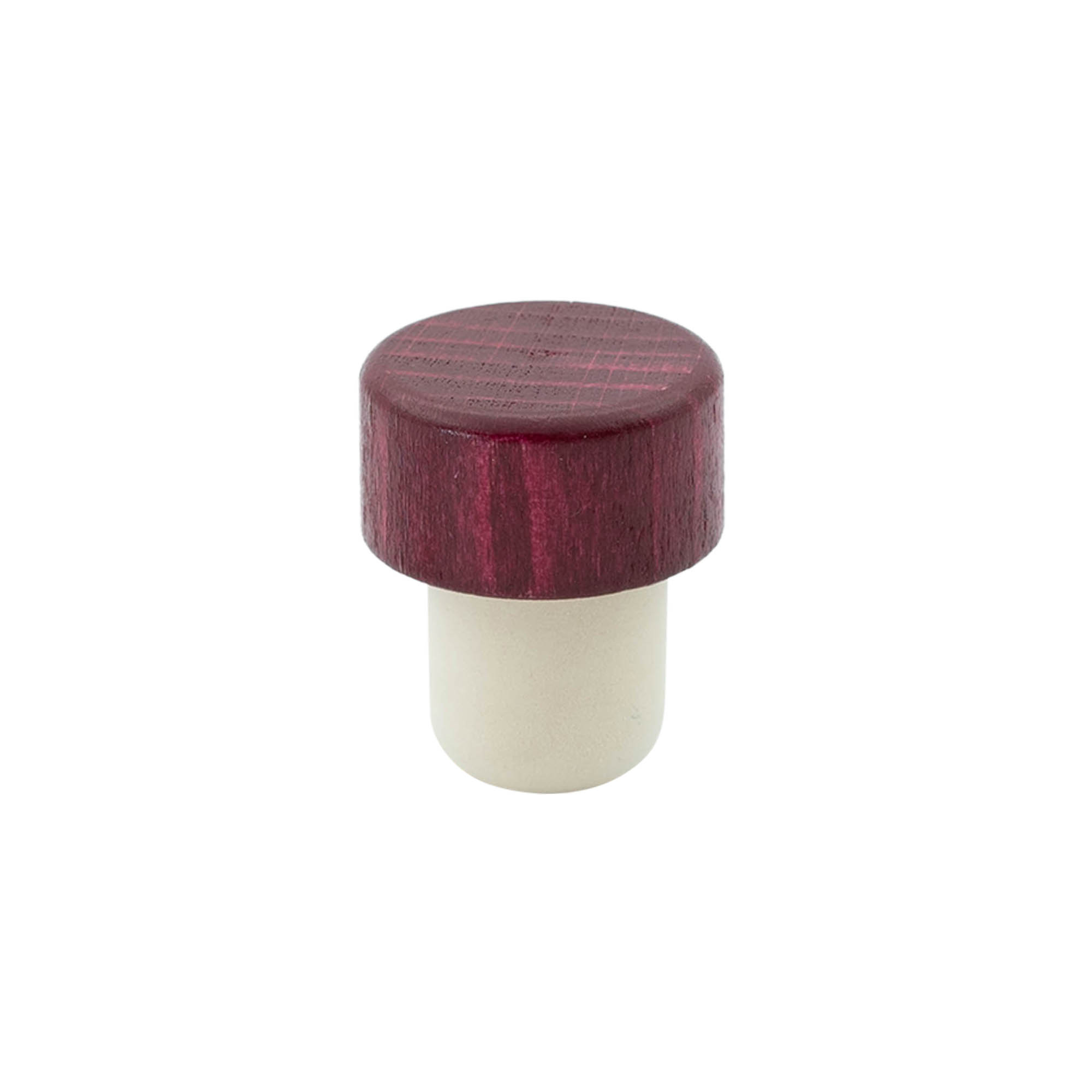 Rankenos kamštis 19 mm, mediena/plastikas, bordo raudonos spalvos, kamščio angai Rankenos kamštis 19 mm, mediena/plastikas, bordo raudonos spalvos, kamščio angai