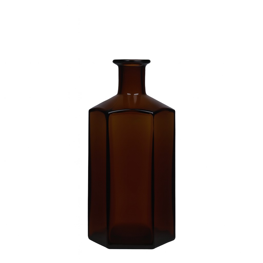500 ml stiklinis butelis „Jimmy“ vaistininkui, šešiakampis, rudas, kamštis 500 ml stiklinis butelis „Jimmy“ vaistininkui, šešiakampis, rudas, kamštis