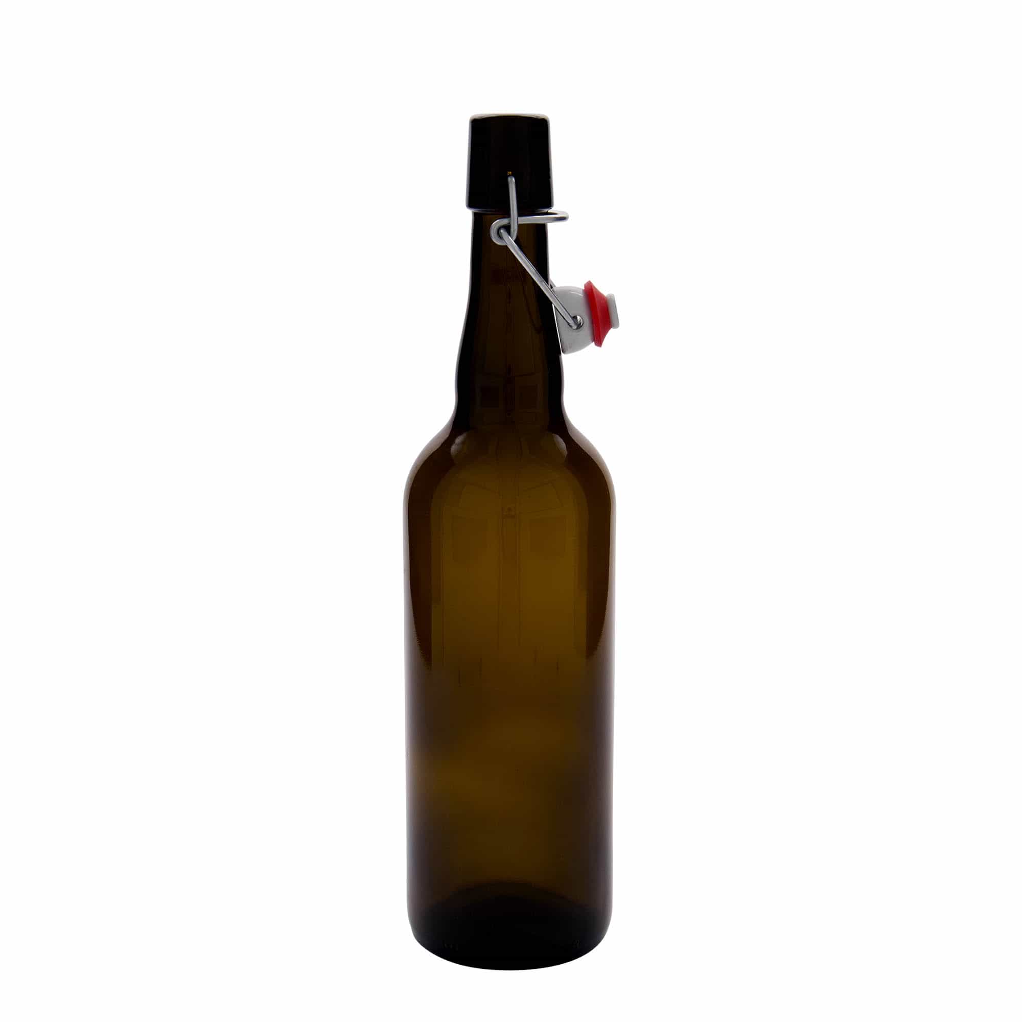 750 ml alaus butelis Belgija, stiklas, rudas, kamštis: užsegamas užraktas