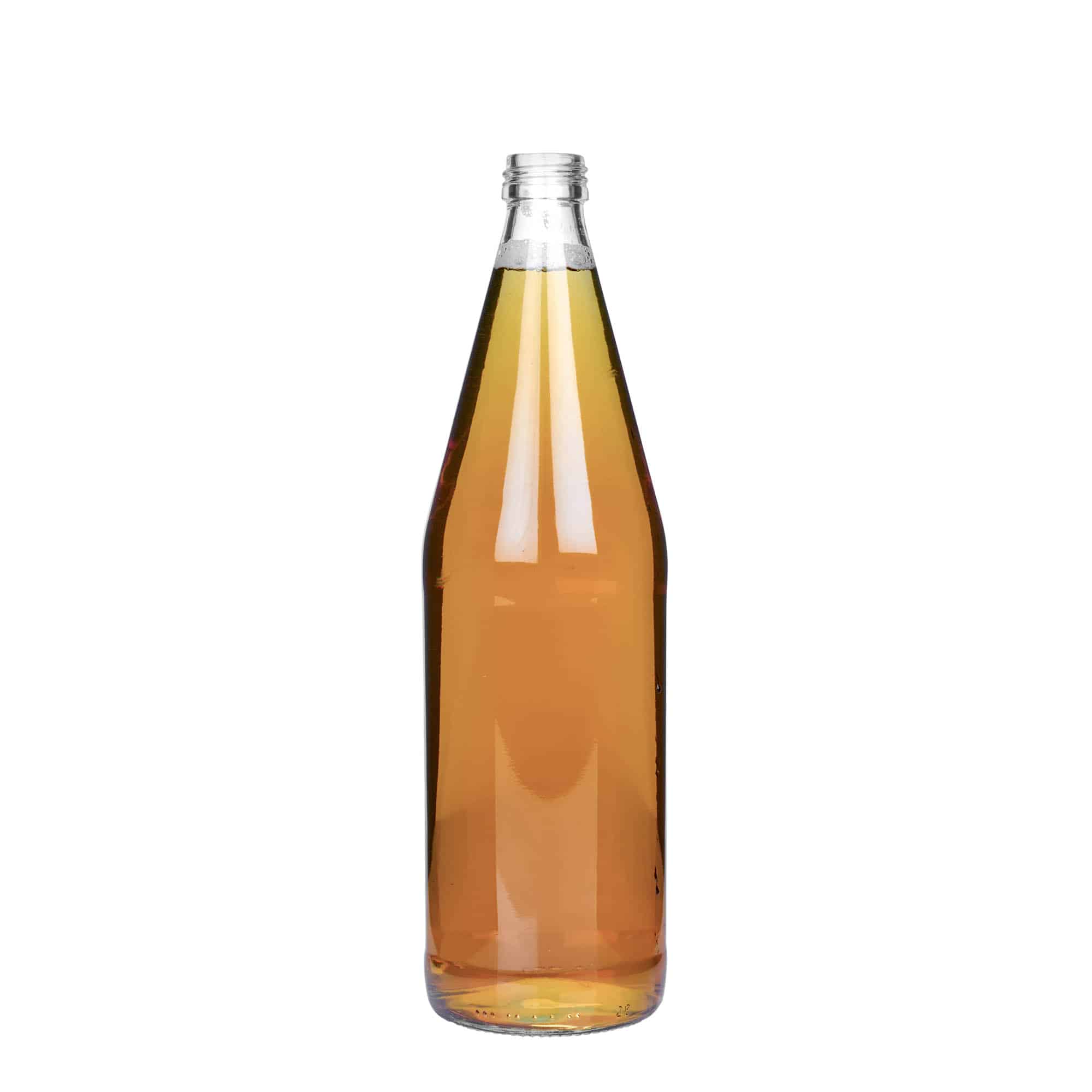 750 ml universalus butelis morkų formos, stiklas, burna: PP 28