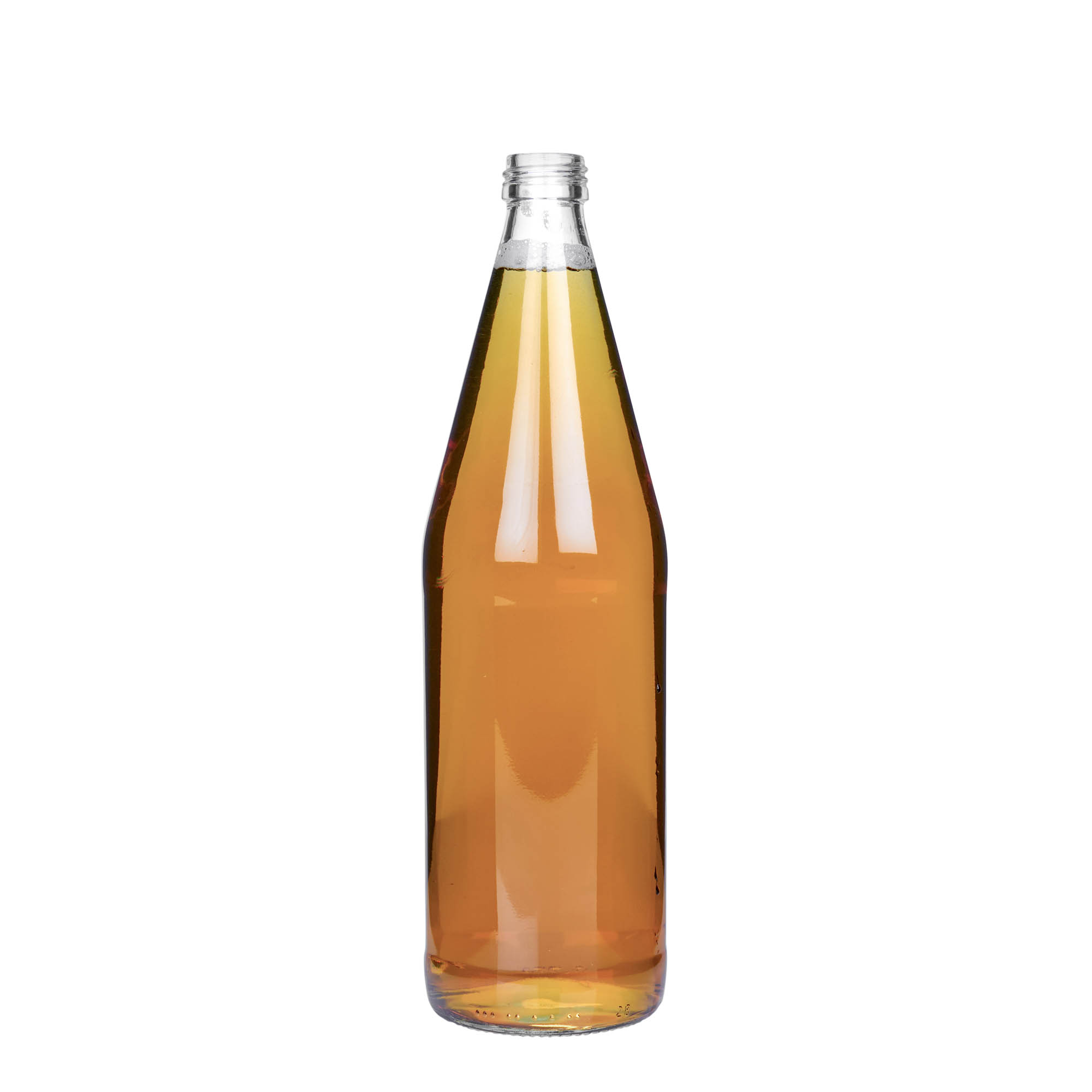 750 ml universalus butelis morkų formos, stiklas, burna: PP 28