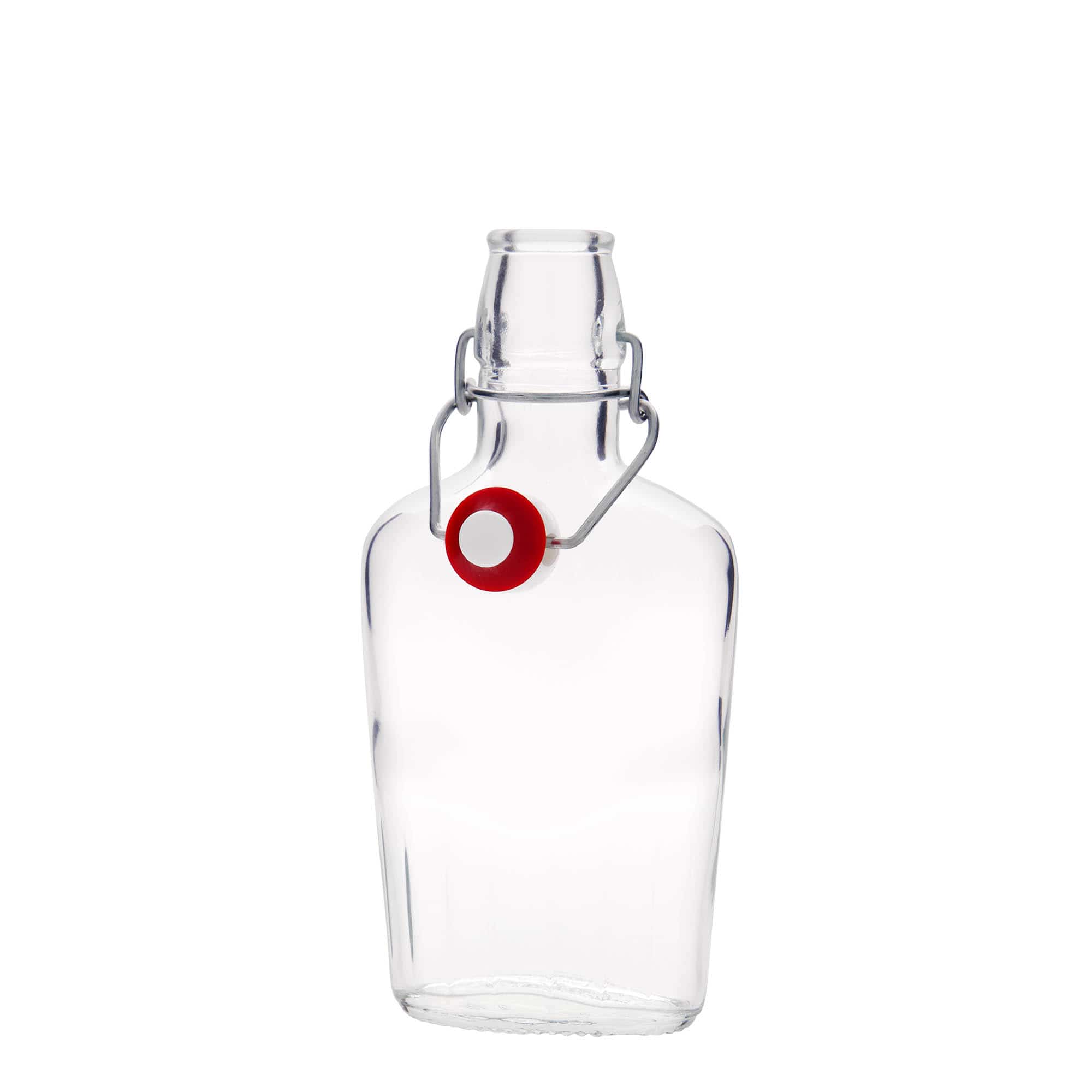 250 ml stiklinis butelis „Fiaschetta“, ovalus, anga: užsegamas užraktu 250 ml stiklinis butelis „Fiaschetta“, ovalus, anga: užsegamas užraktu