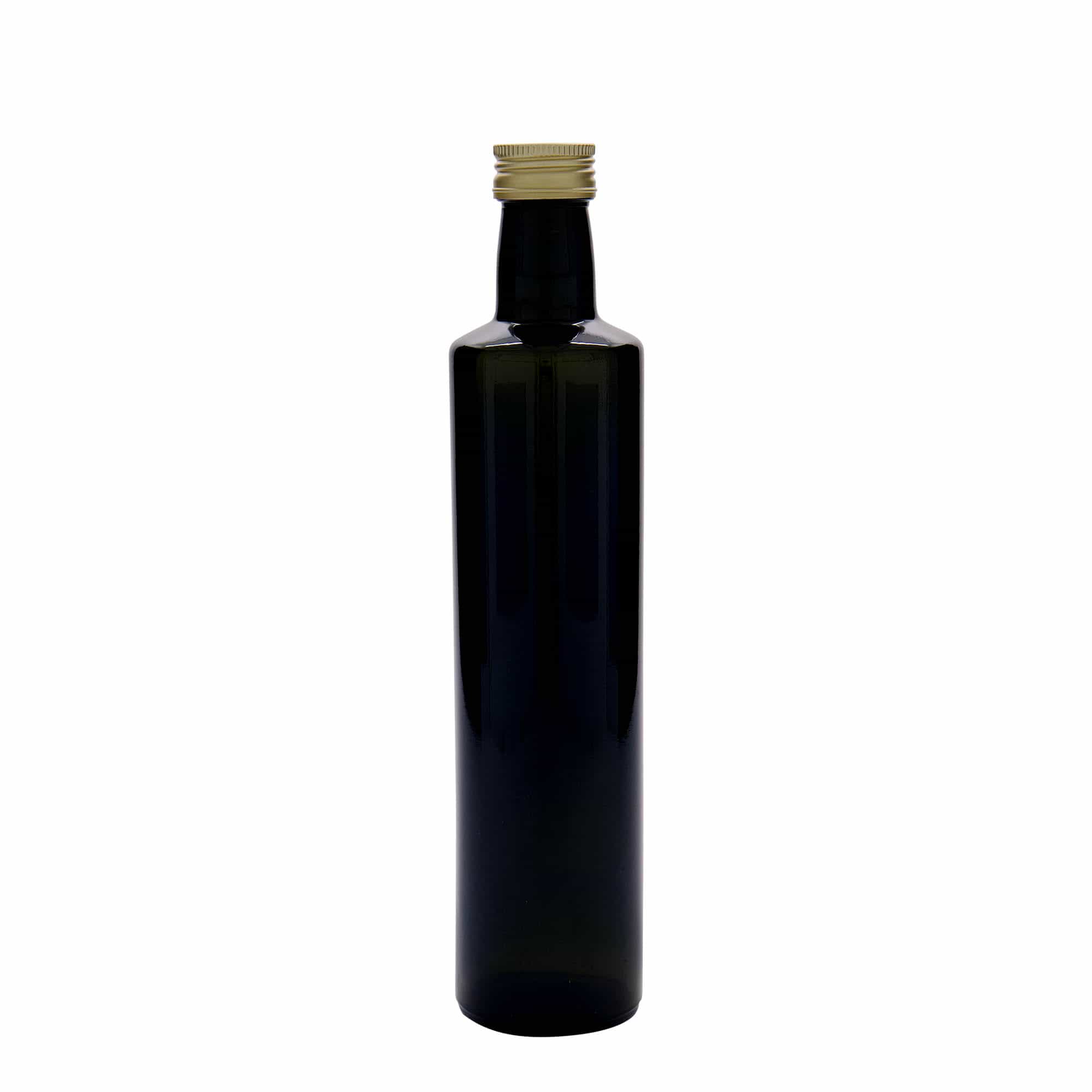 500 ml stiklinis butelis „Dorica“, senovinės žalios spalvos, anga: PP 31,5