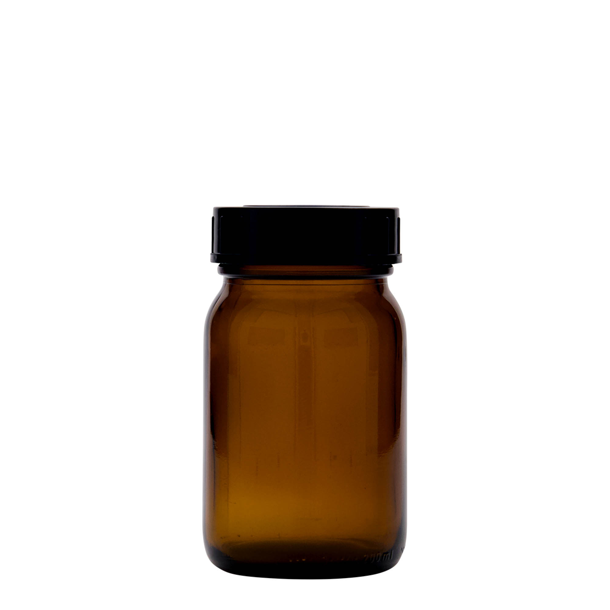 200 ml plačiakaklis stiklainis, rudas, anga: DIN 55 200 ml plačiakaklis stiklainis, rudas, anga: DIN 55