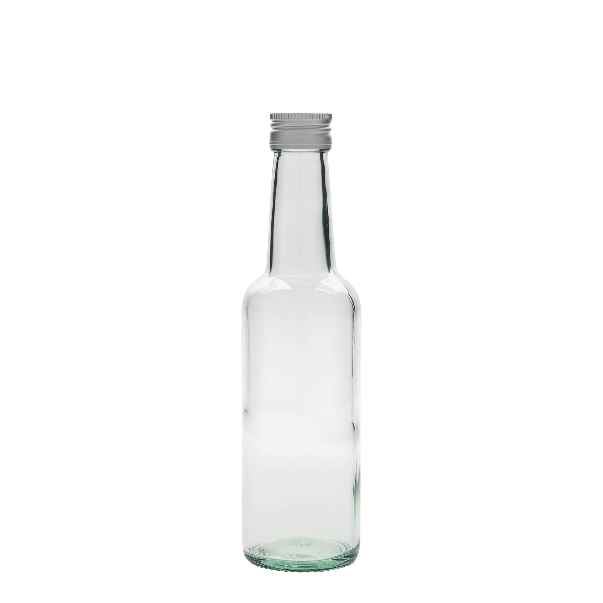 250 ml stiklinis butelis su tiesiu kakleliu, anga: PP 28 250 ml stiklinis butelis su tiesiu kakleliu, anga: PP 28
