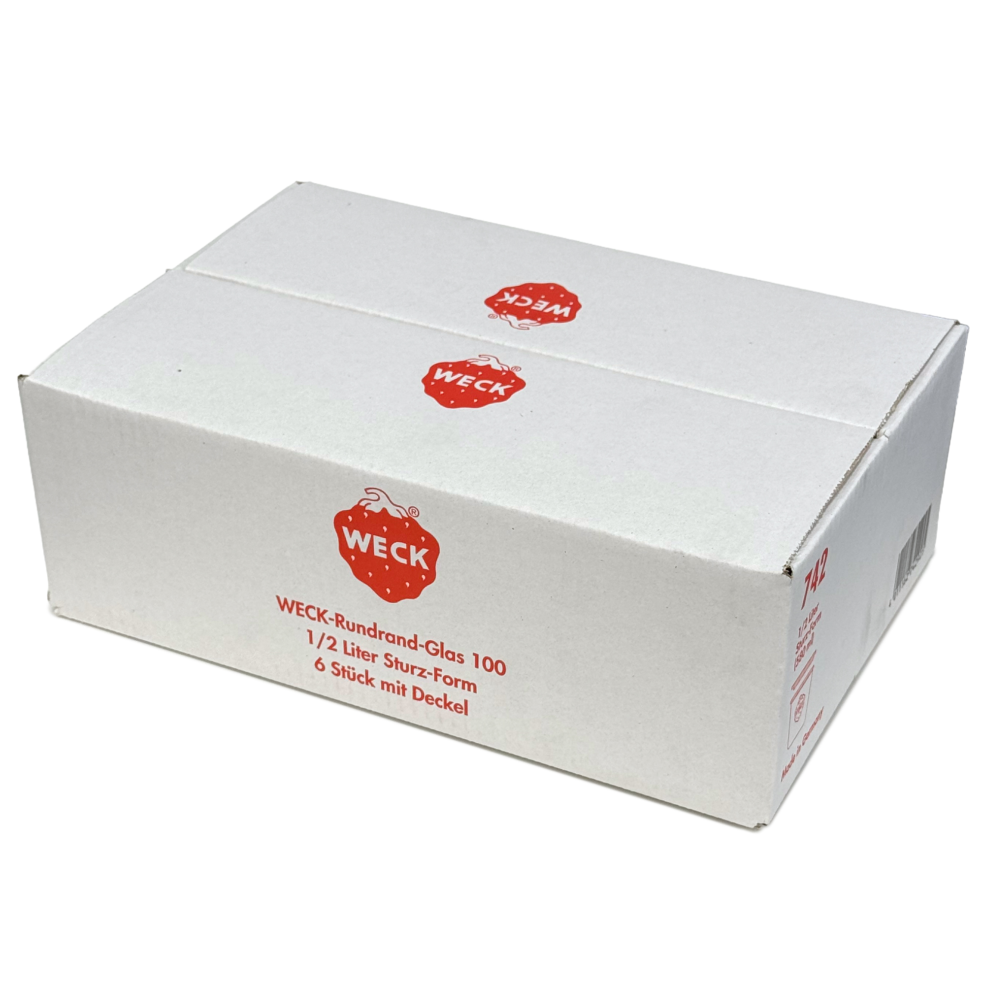 6x 580 ml WECK-stiklainis su plačiu burnu su stiklo dangteliu RR 100
