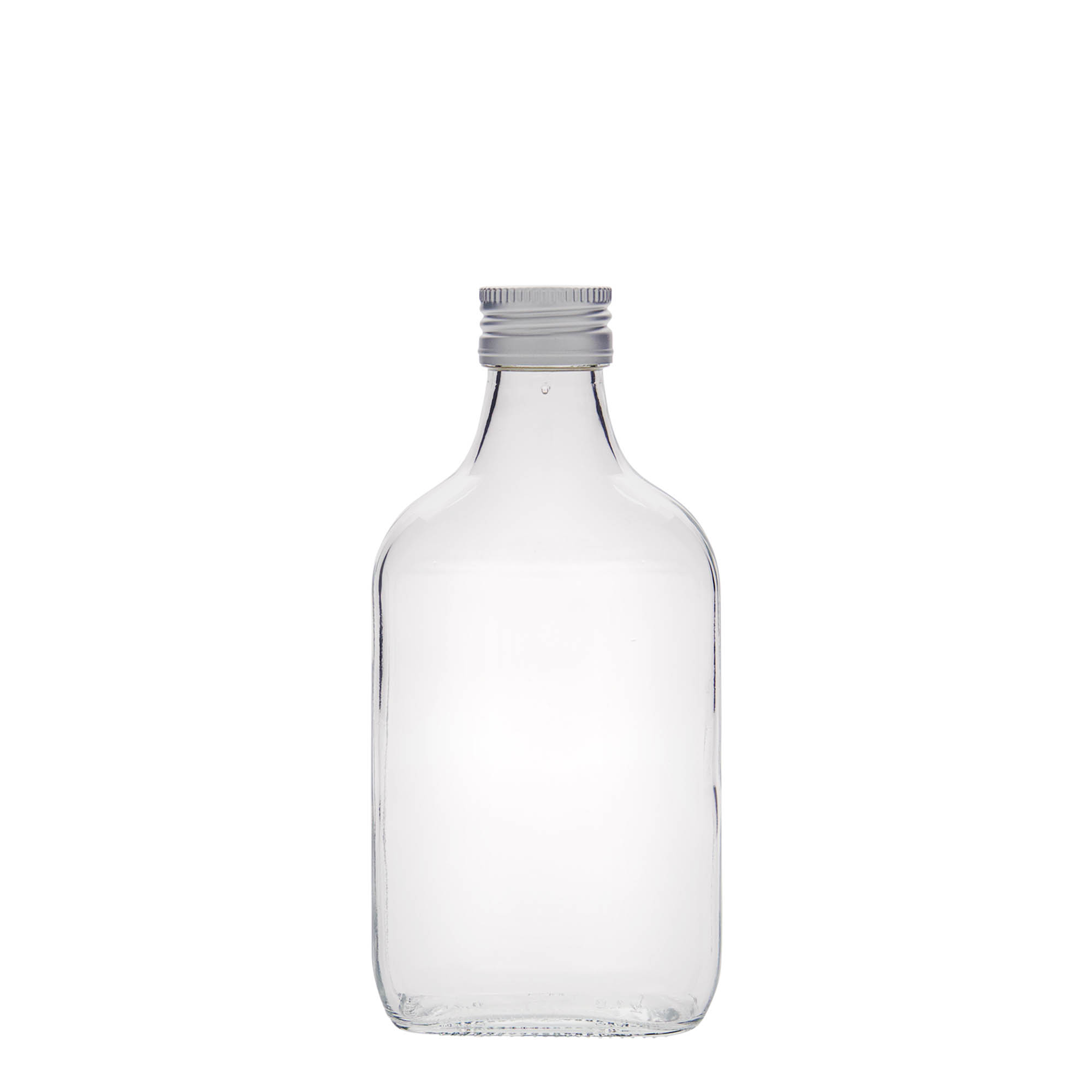 200 ml kišeninė gertuvė, stačiakampė, stiklas, anga: PP 28 200 ml kišeninė gertuvė, stačiakampė, stiklas, anga: PP 28