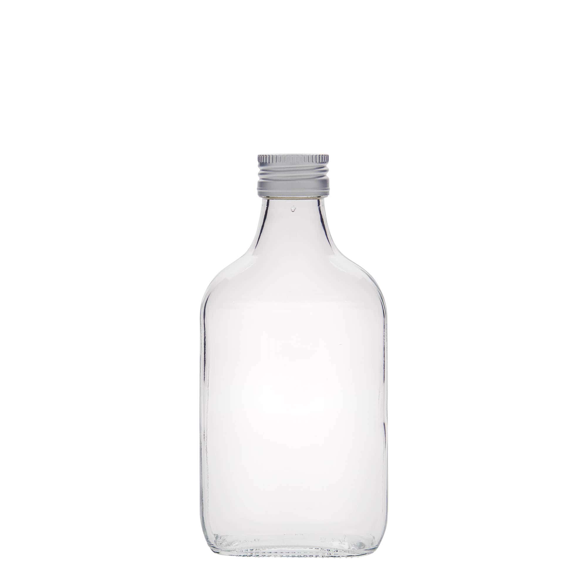 200 ml kišeninė gertuvė, stačiakampė, stiklas, anga: PP 28